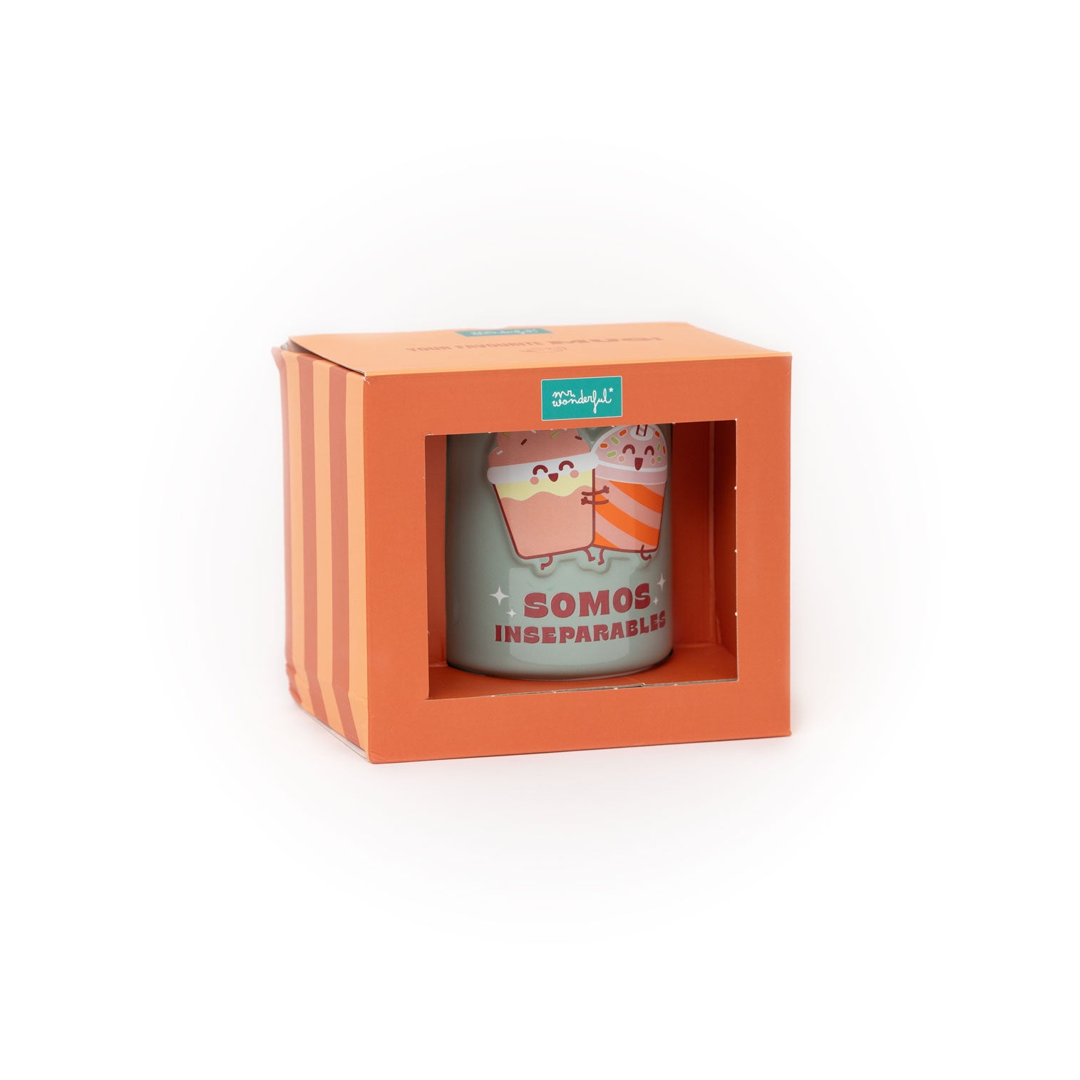 Taza Mr. Wonderful original con batidos y mensaje en español