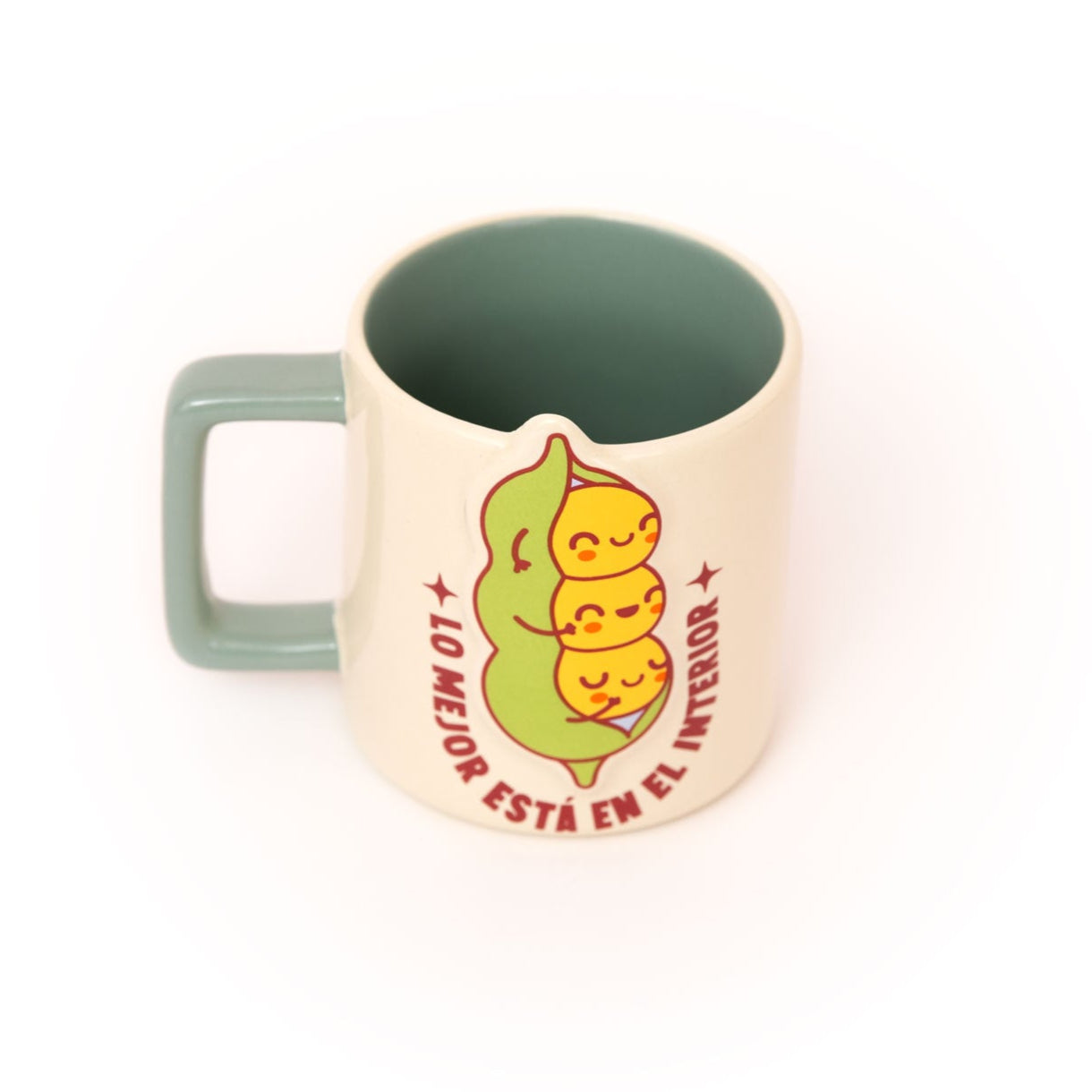 Taza Mr. Wonderful guisantes con volumen y mensaje motivacional