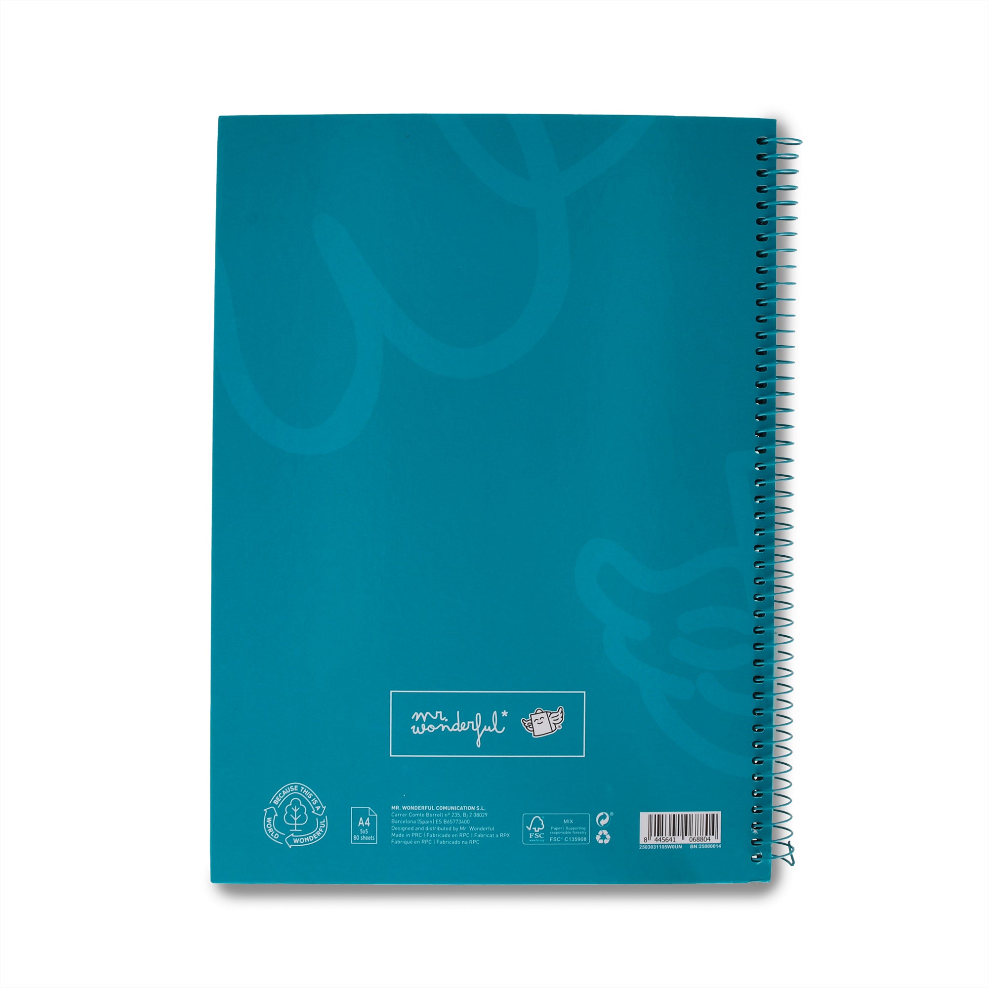Libreta A4 turquesa 80 hojas - Cuadriculada y microperforada – Mr Wonderful