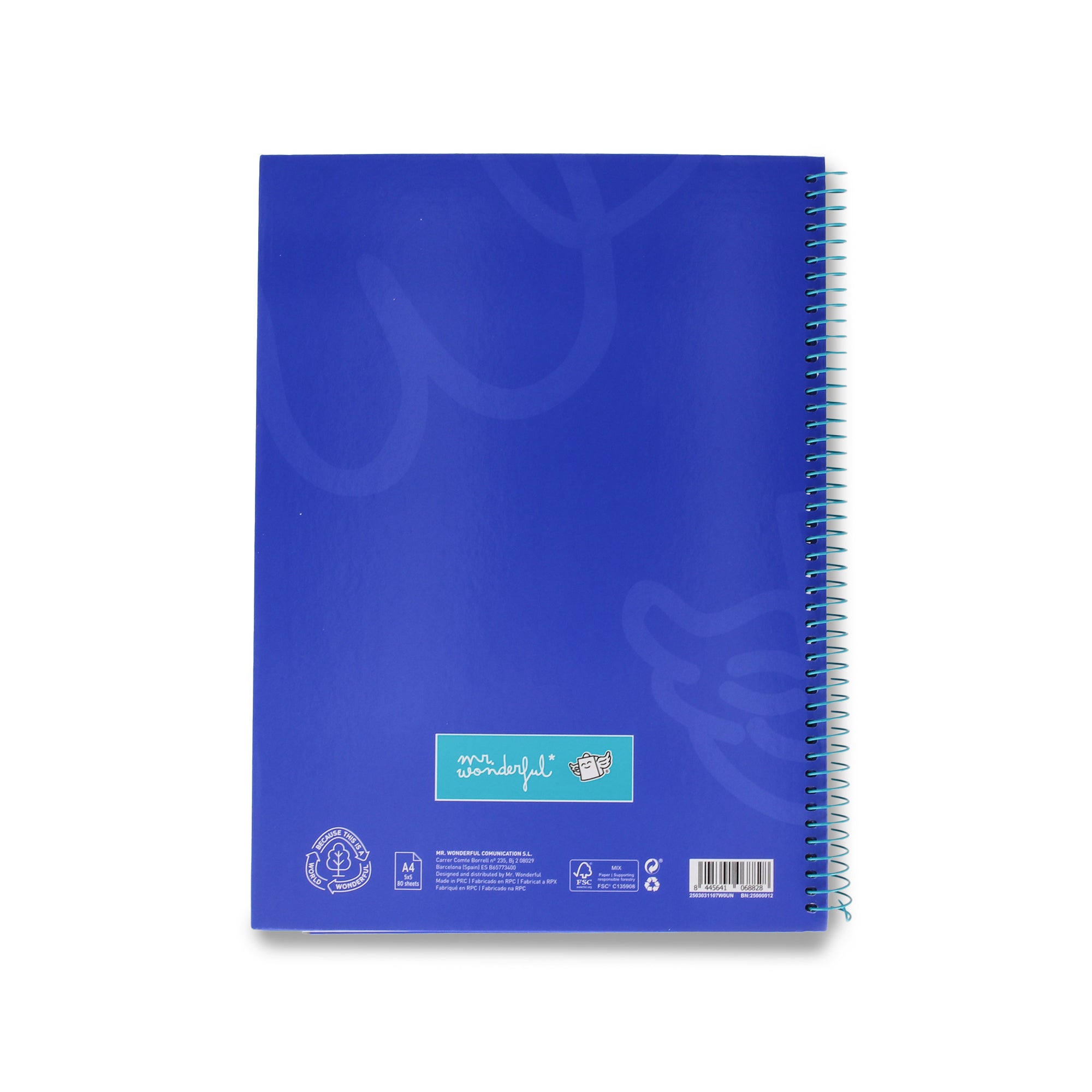 Blue A4 Notebook – 80 Sheets – Grid Paper and Micro-Perforated