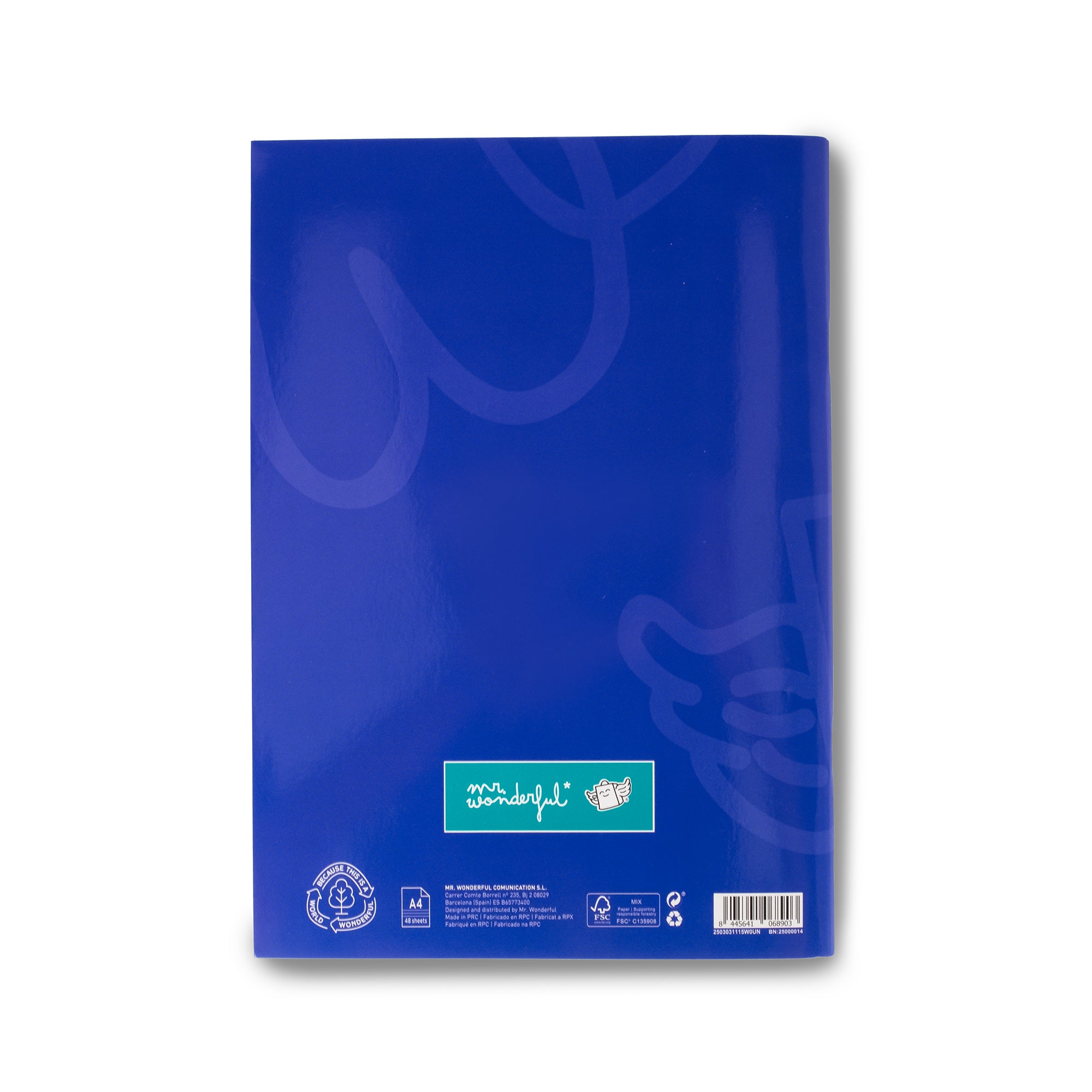 Caderno A4 azul 48 folhas - Papel pautado 