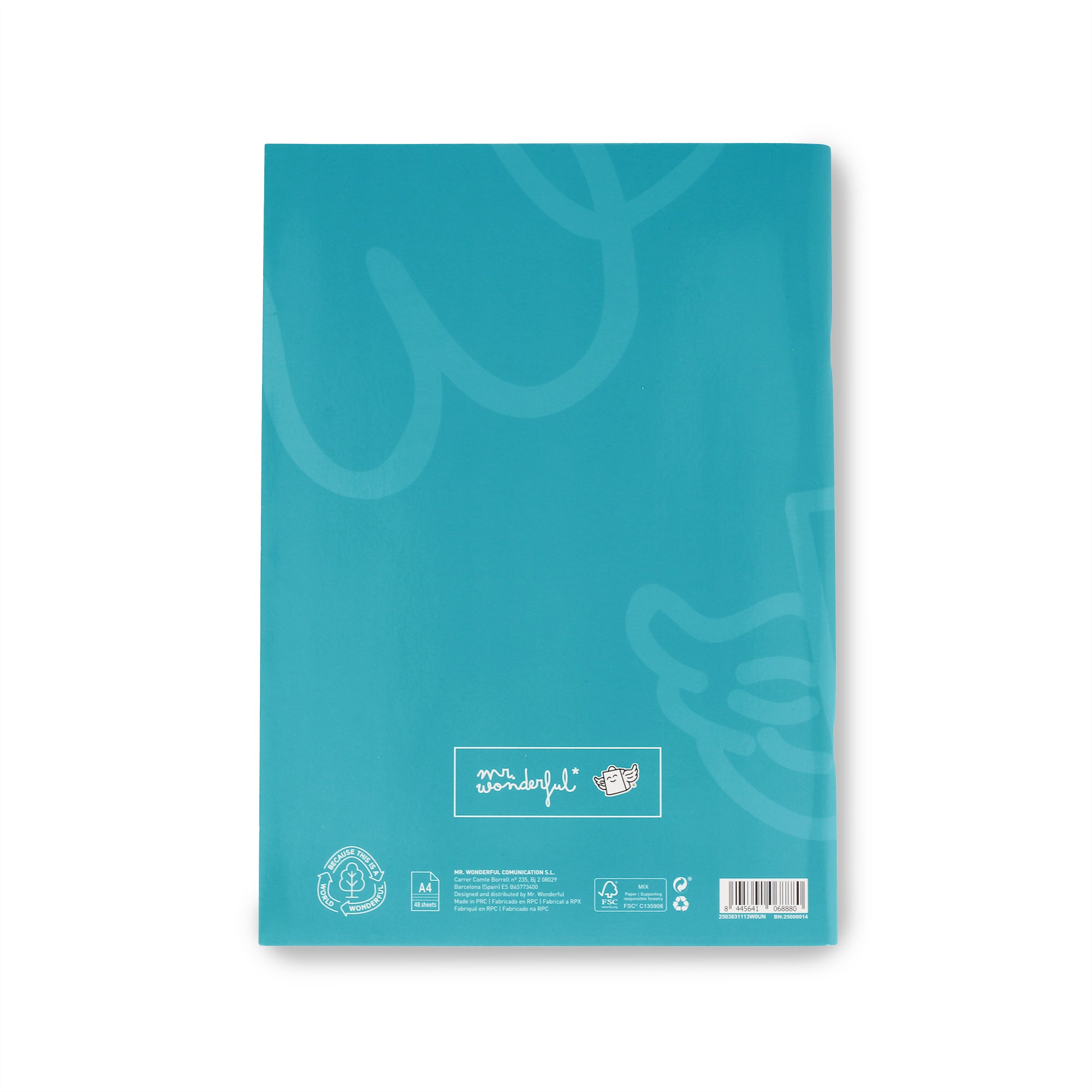 Cahier A5 turquoise – 48 pages – Ligné