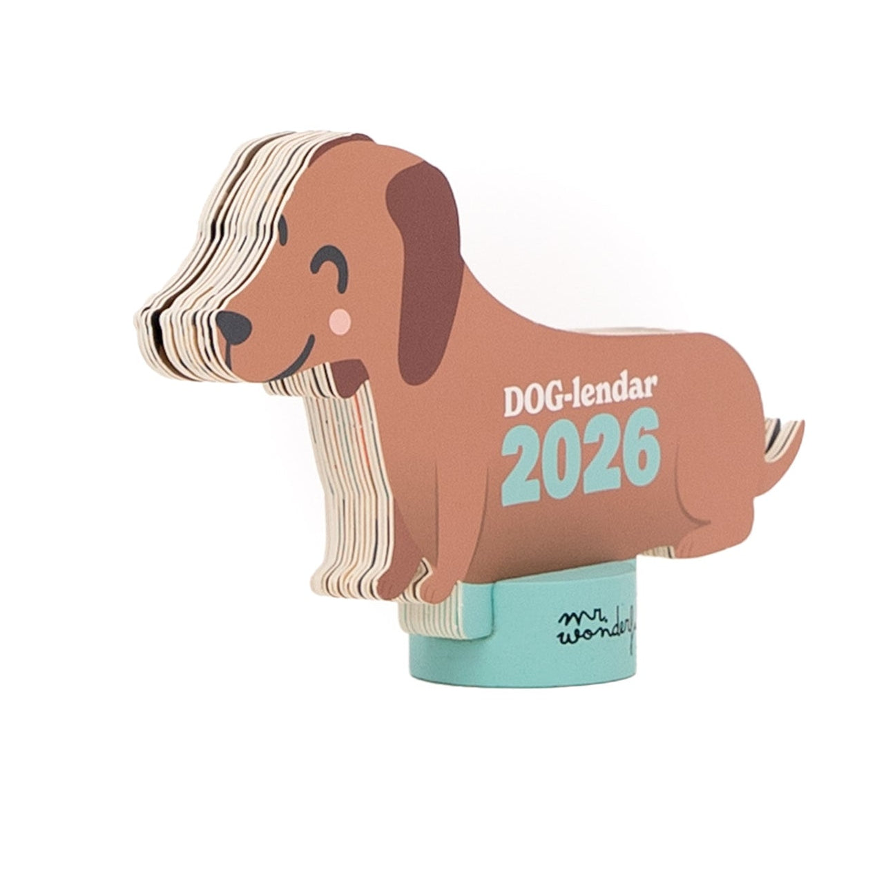 Calendario de sobremesa 2026 con peana - Perro salchicha