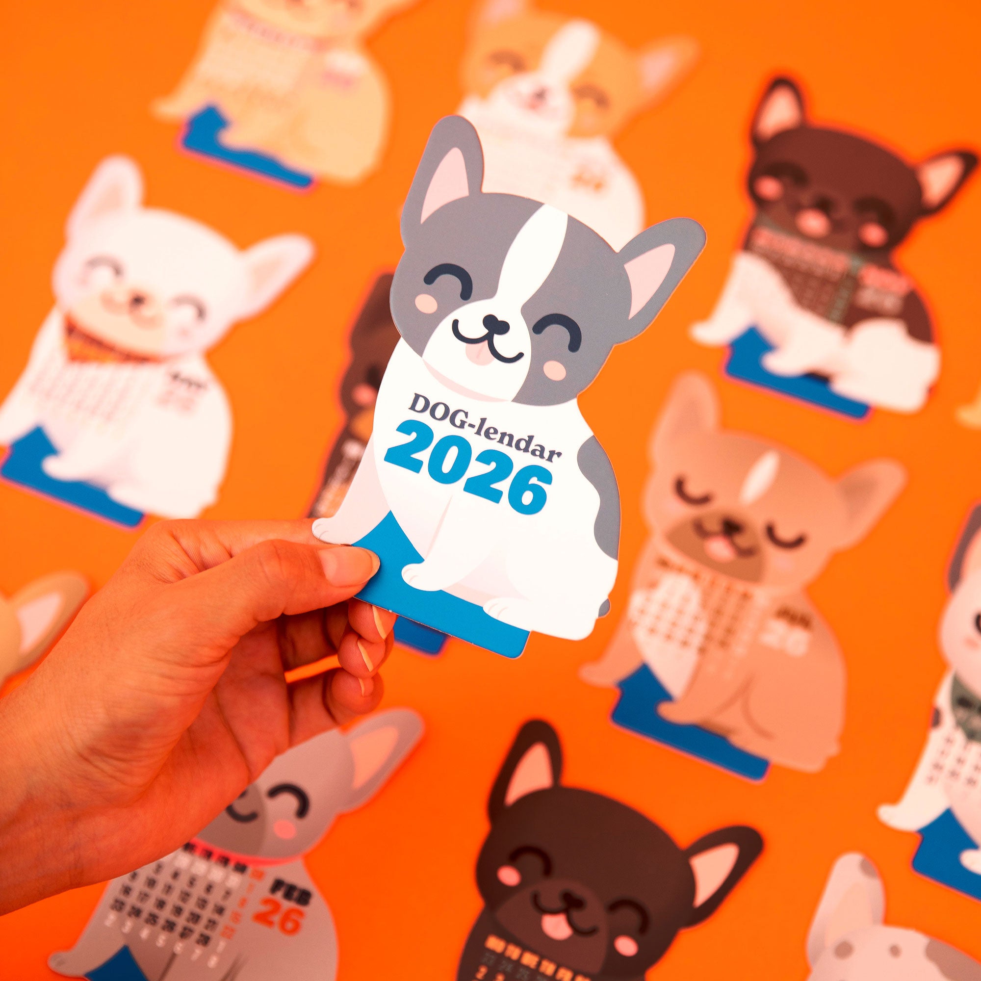Calendario de sobremesa 2026 con peana - Bulldog