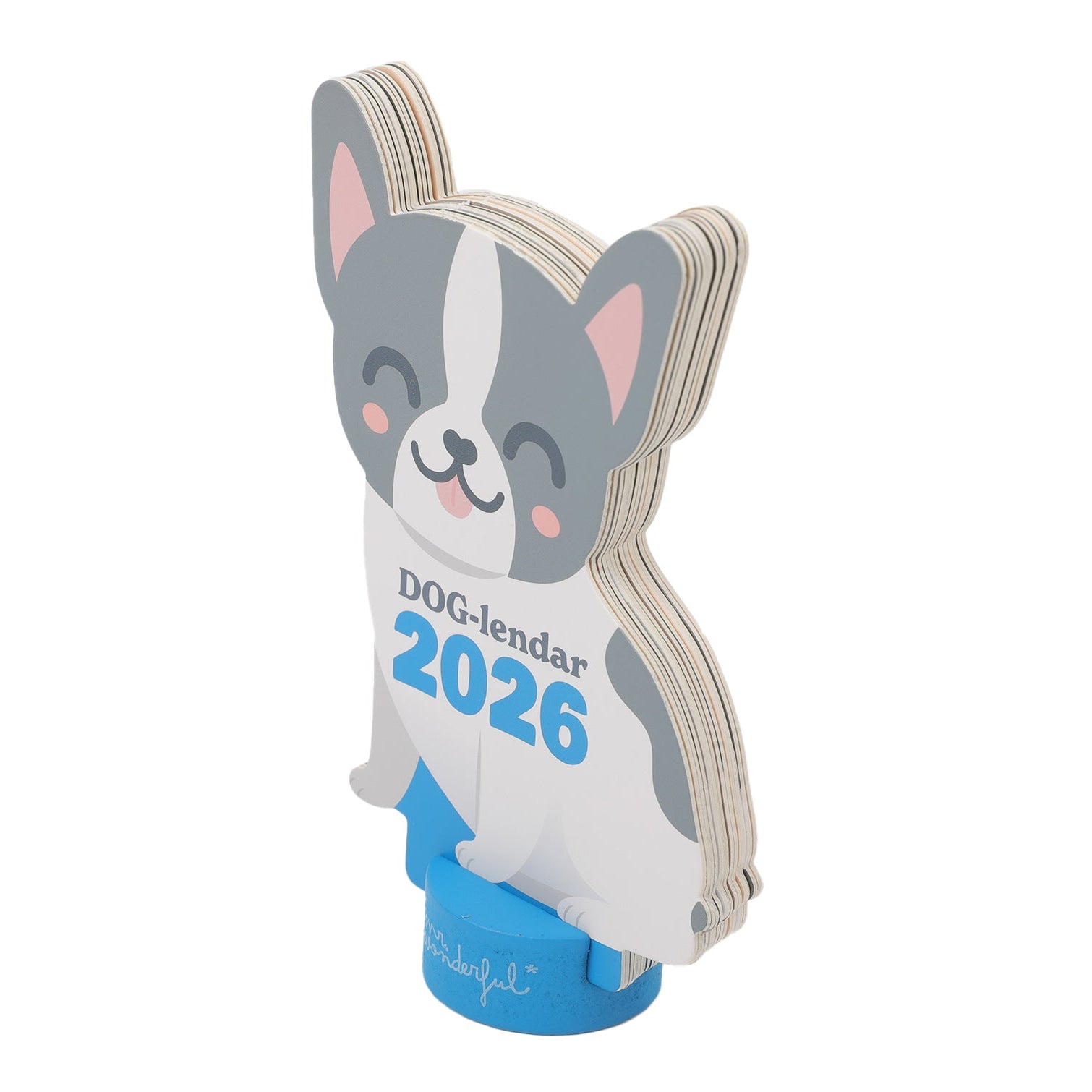 Calendario 2026 con forma de bulldog francés de Mr. Wonderful
