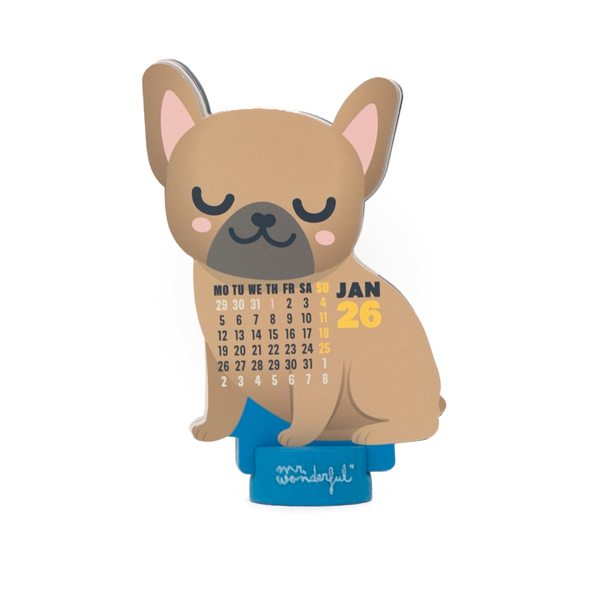 Calendario de sobremesa 2026 con peana - Bulldog