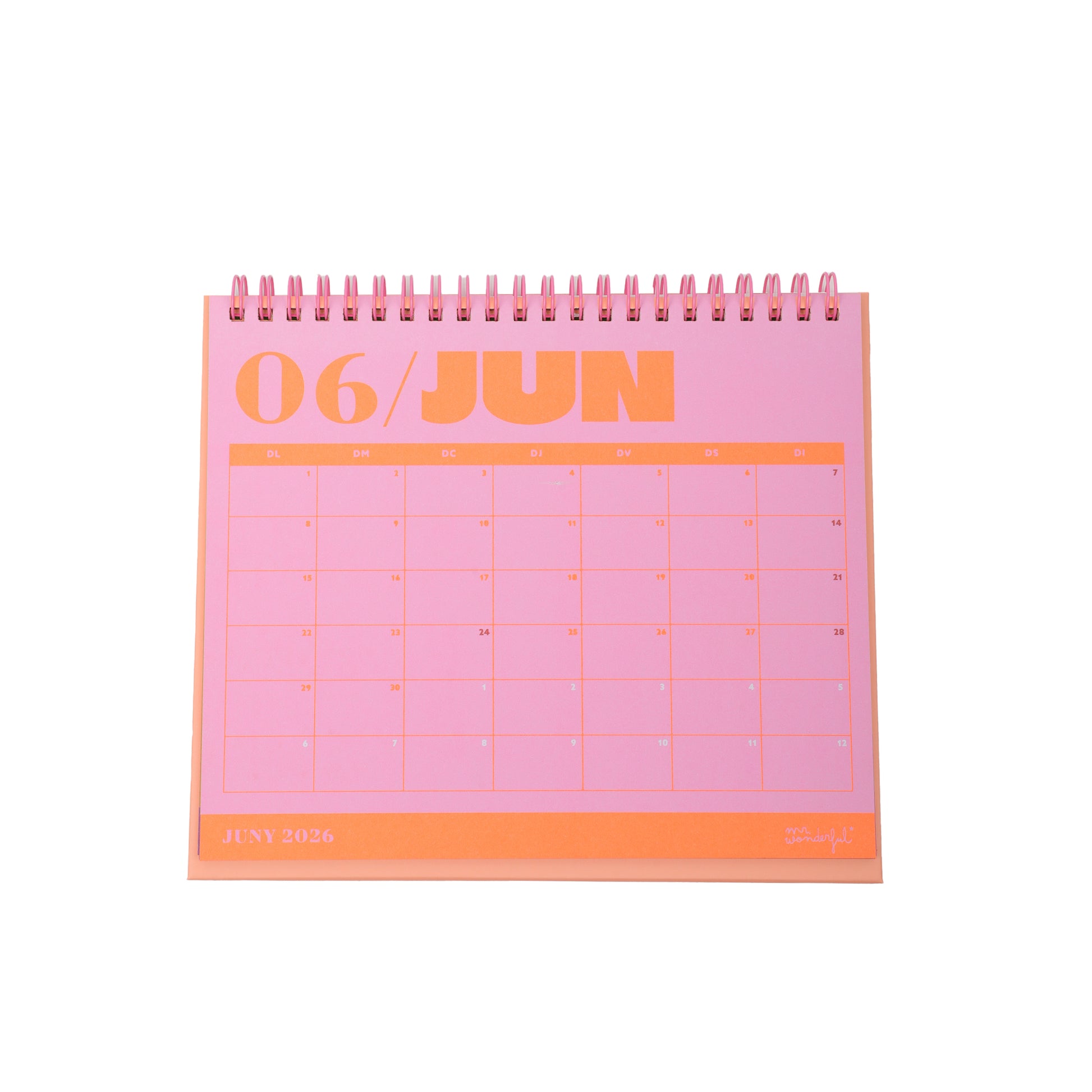 Calendari 2026 d'escriptori Mr. Wonderful amb reptes mensuals en català