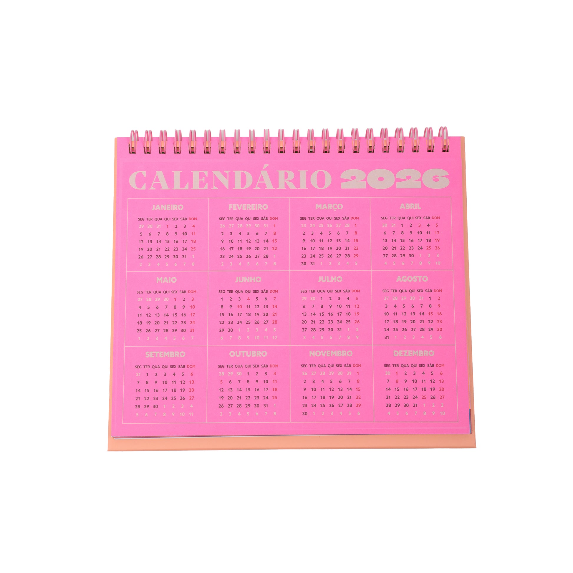 Calendário 2026 Mr. Wonderful de mesa com autocolantes, notas adesivas e dias feriados portugueses