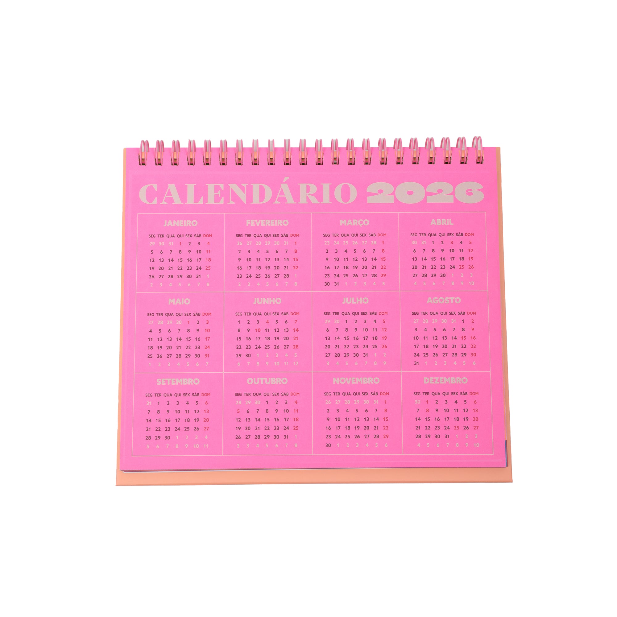 Calendário 2026 Mr. Wonderful de mesa com autocolantes, notas adesivas e dias feriados portugueses