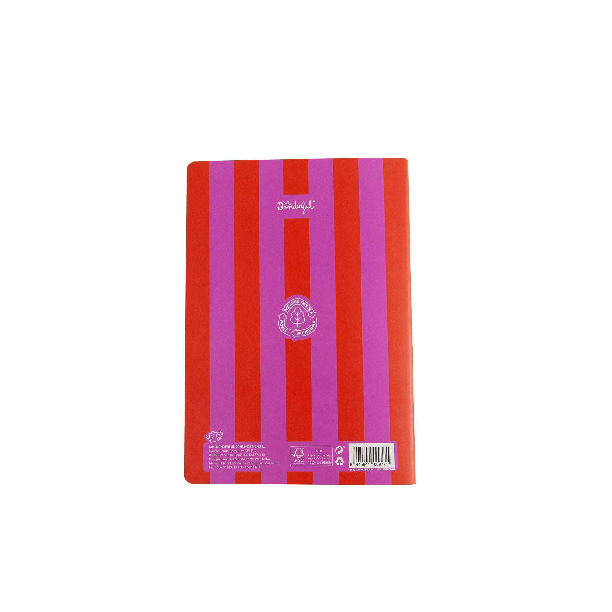 Libreta A5 - Rayas rosas y rojas