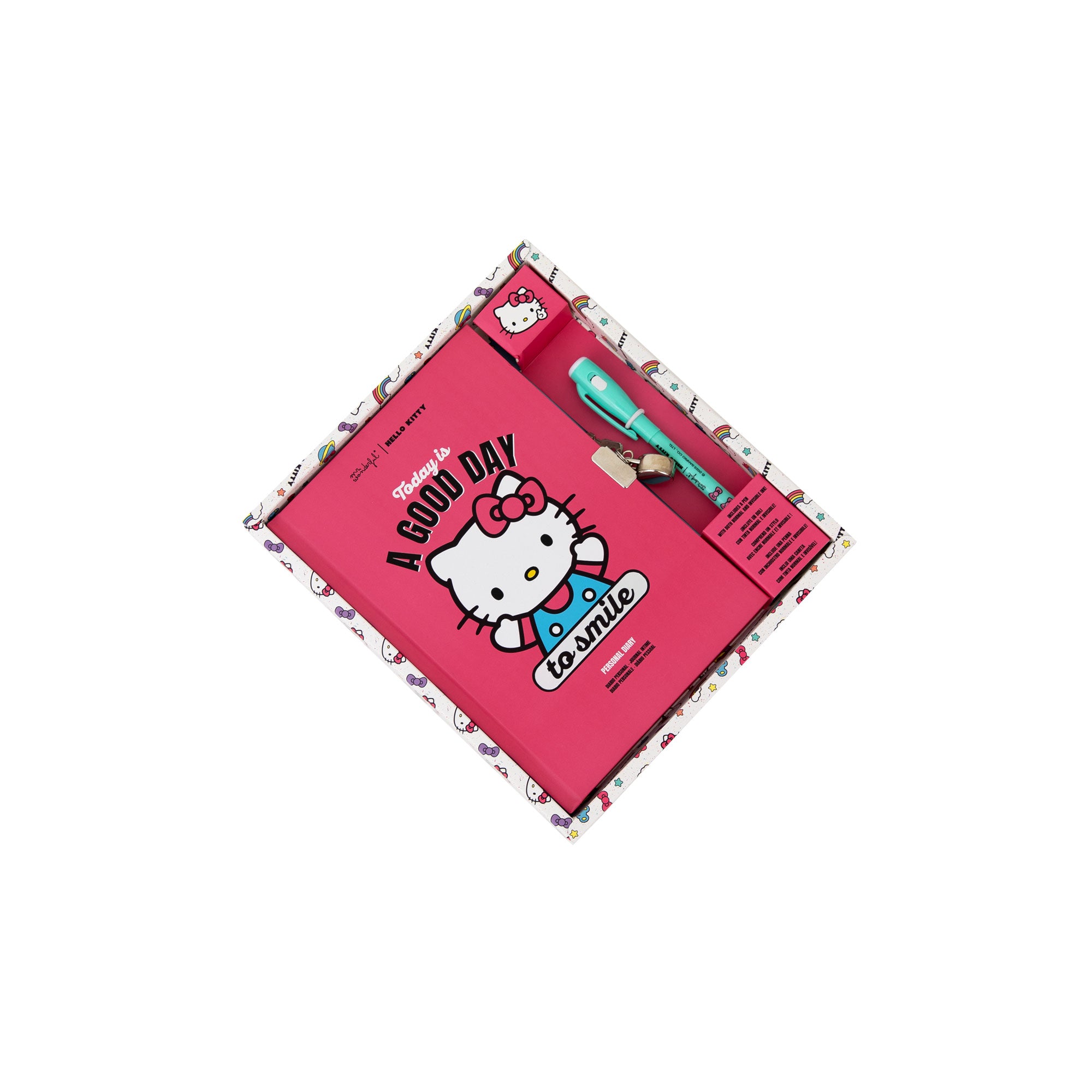 Diario personal + boli con tinta normal e invisible Hello Kitty - Today is a good day to smile