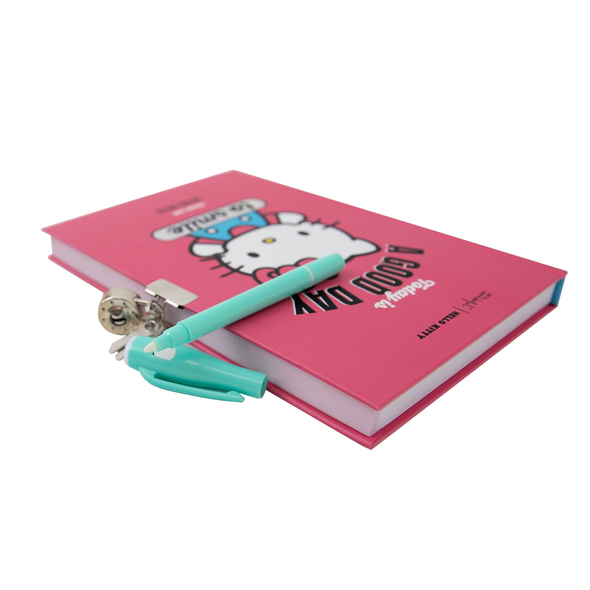 Diario personal + boli con tinta normal e invisible Hello Kitty - Today is a good day to smile