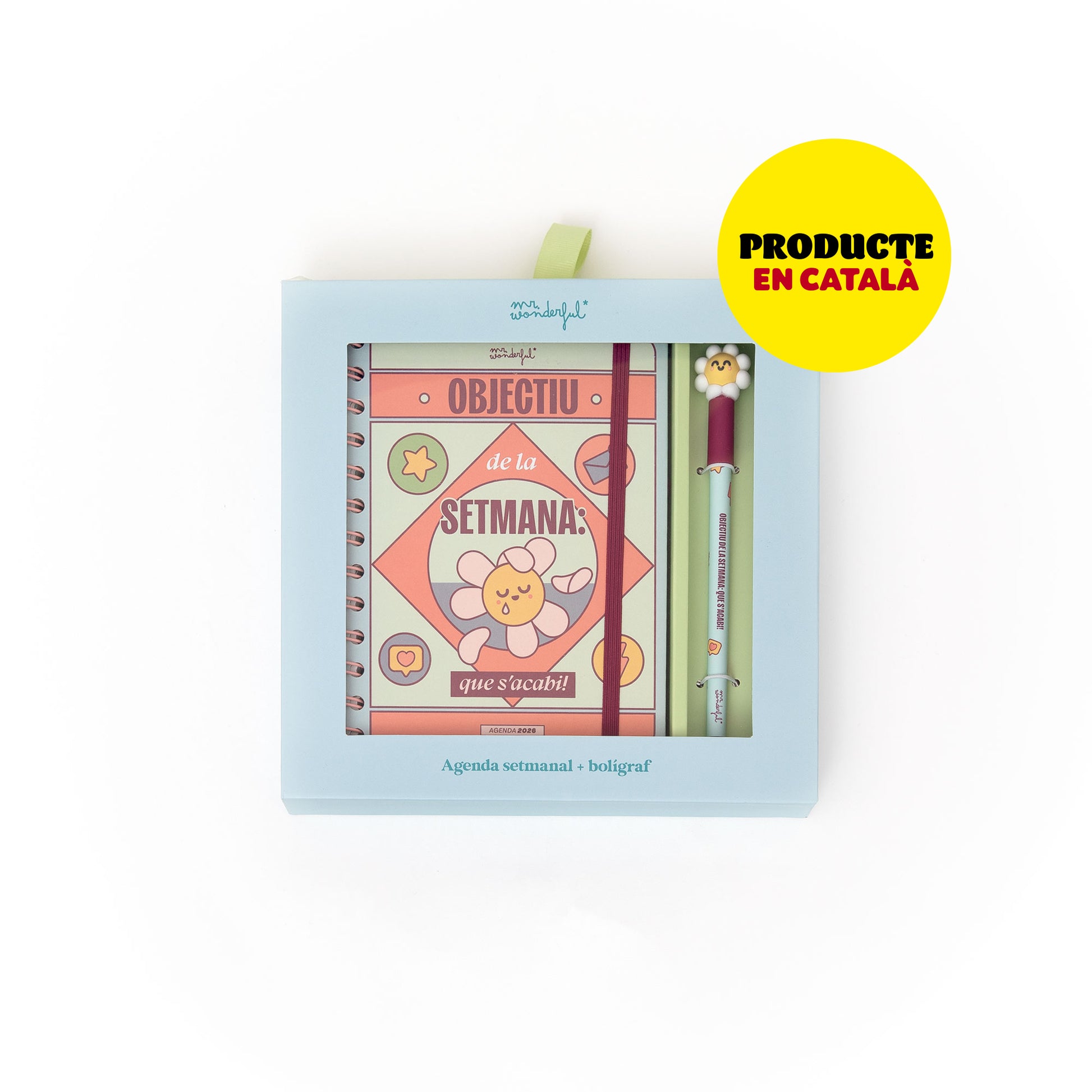Set d'agenda anual 2026 en català i boli per a nens de Mr. Wonderful