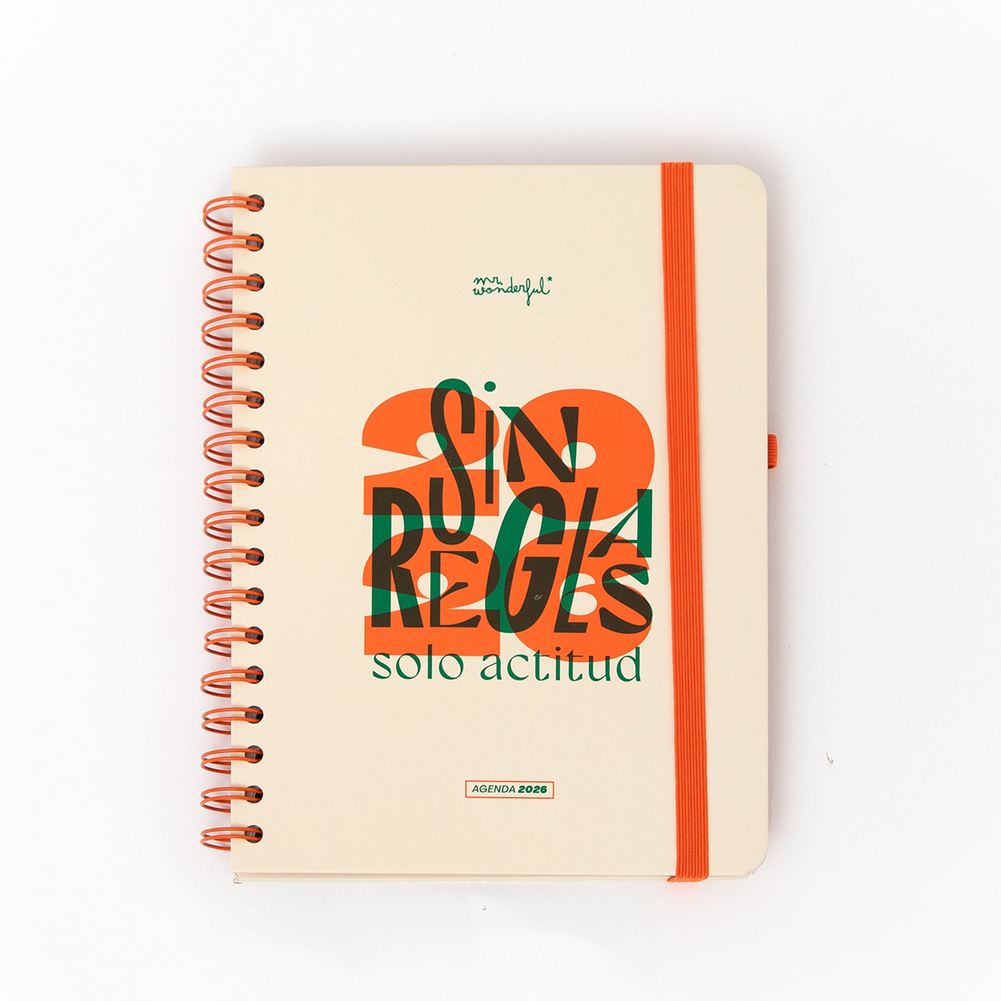 Agenda 2026 semanal de Mr. Wonderful con diseño Office "Sin reglas, solo actitud"