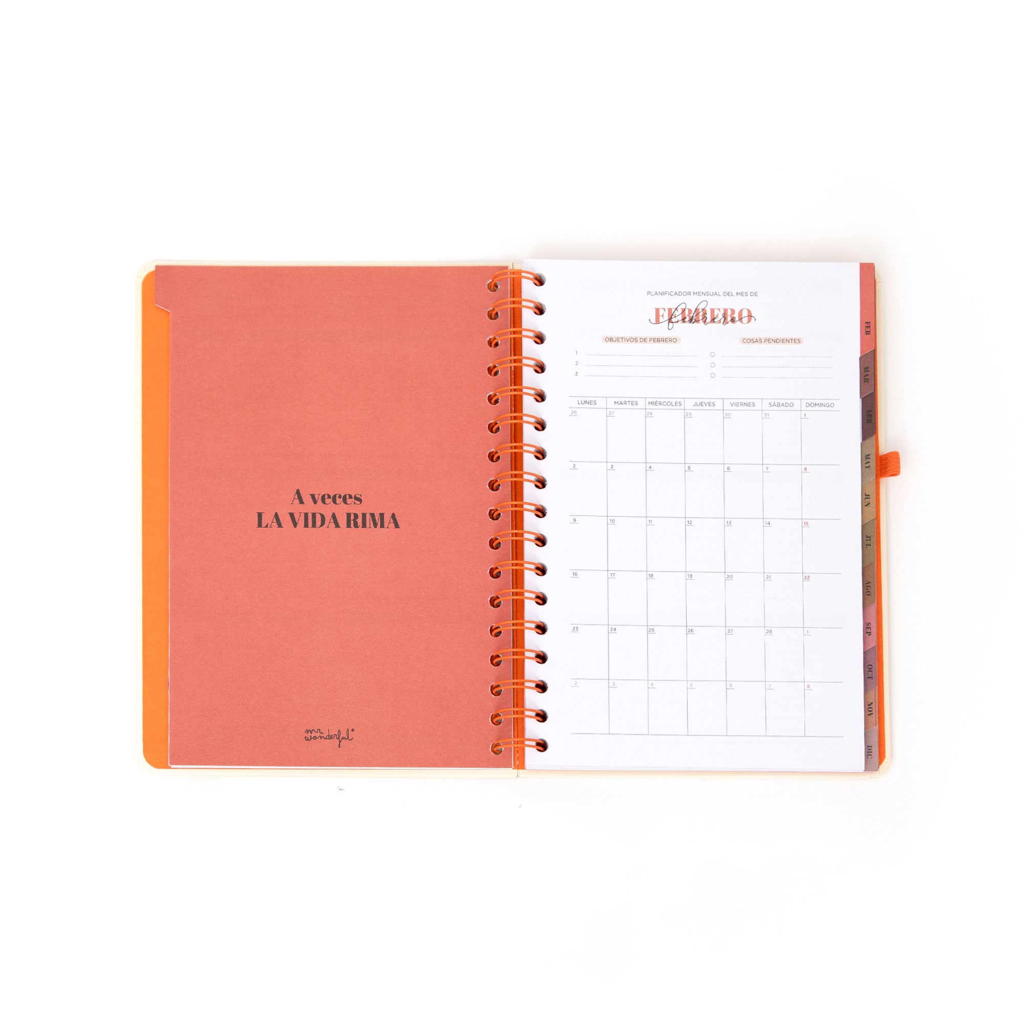 Agenda 2026 semanal de Mr. Wonderful con frases bonitas