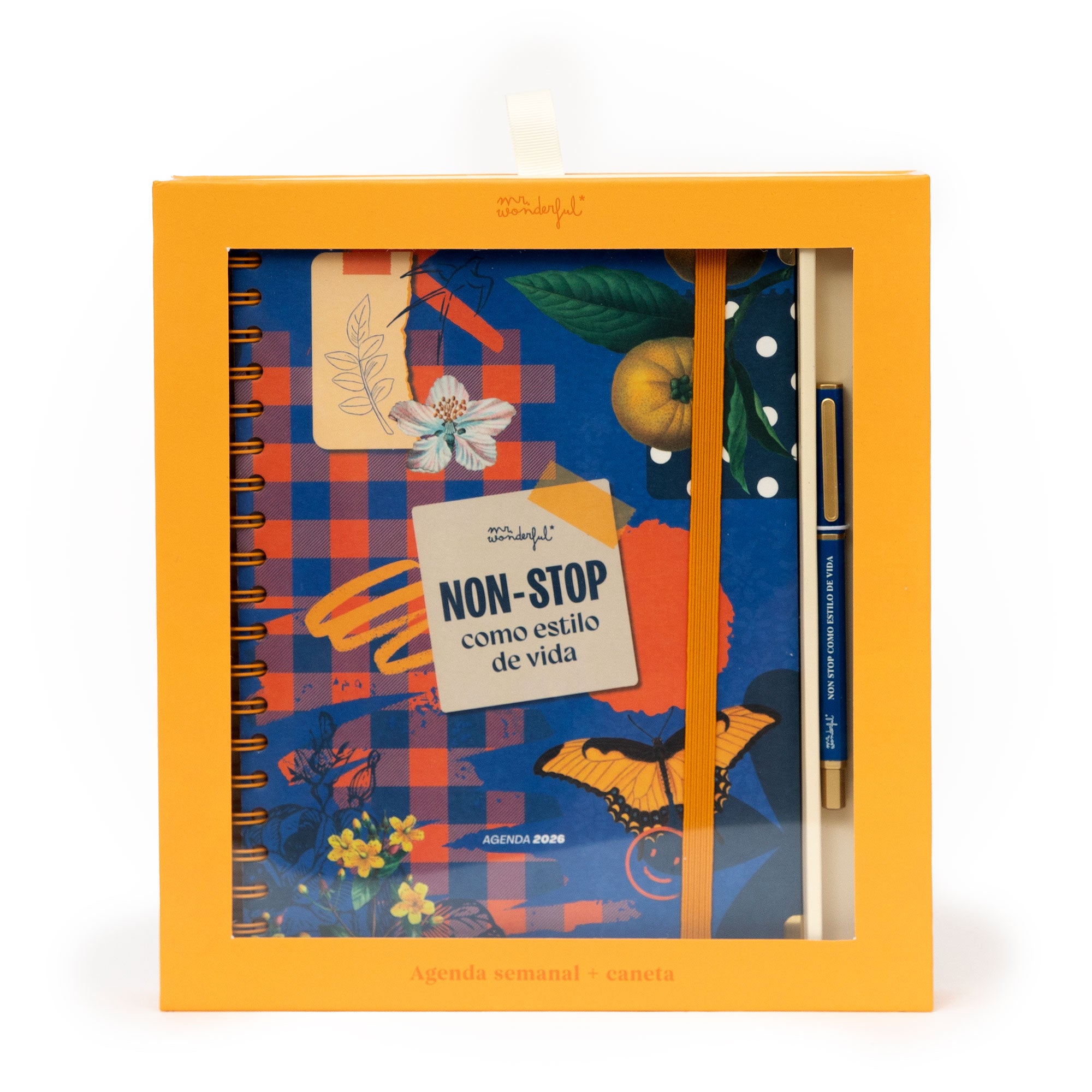 Agenda 2026 semanal extragrande com caneta da Mr. Wonderful "Non-stop como estilo de vida"