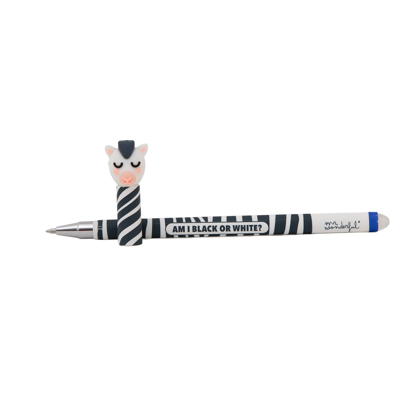 Mr. Wonderful Penna Con Panda In Gomma - Inchiostro Blu, Colore Giallo, Articolo Di Cartoleria Simpatico