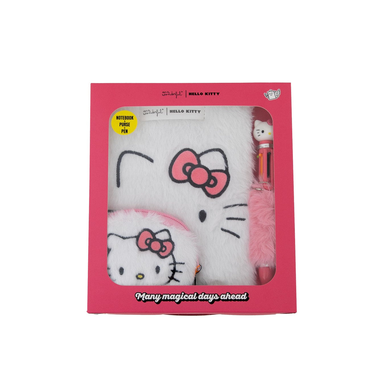 Set de libreta A5 de peluche, monedero y boli - Hello Kitty