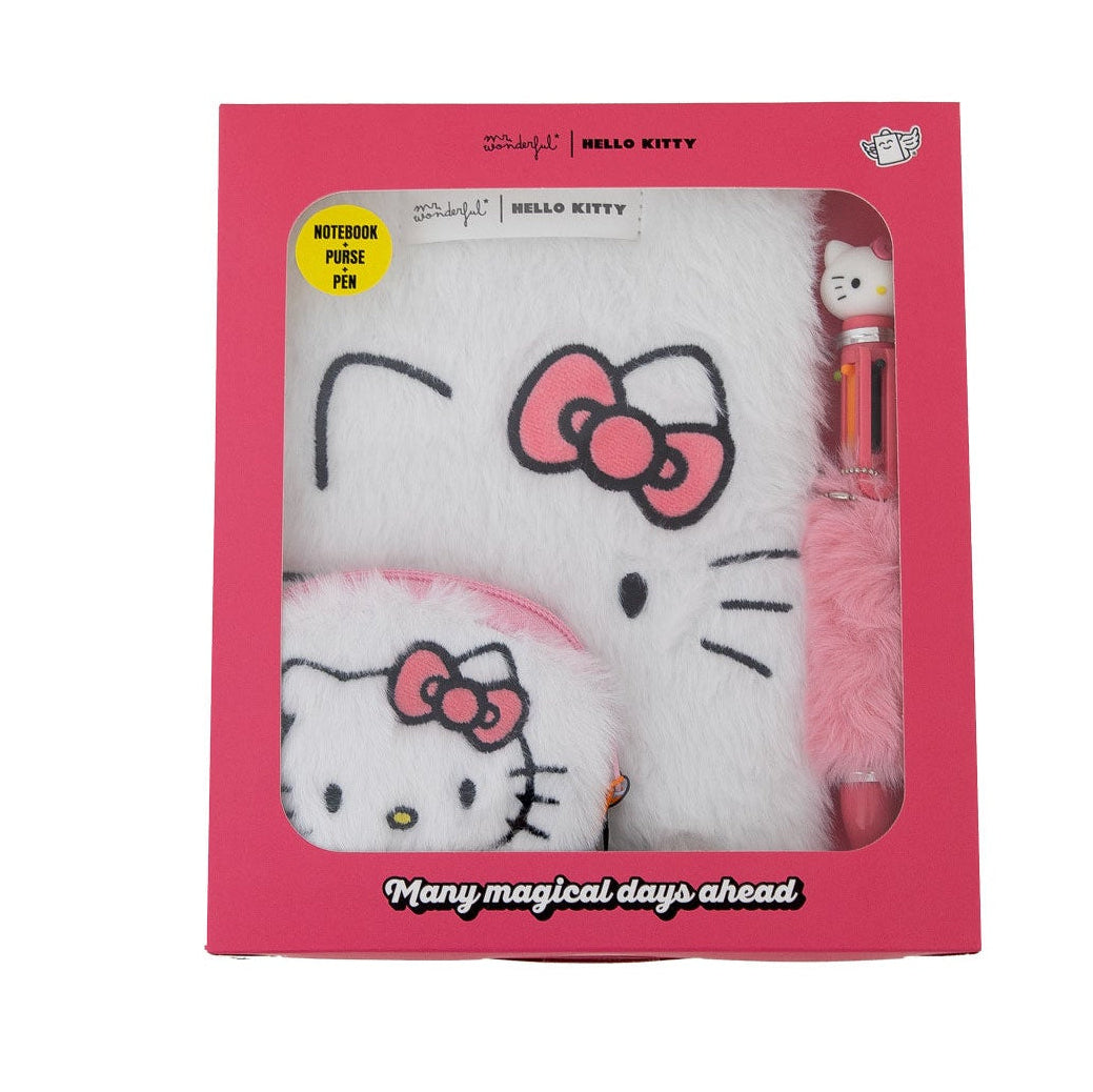 Set de libreta A5 de peluche, monedero peluche y boli peluche Hello Kitty x Mr. Wonderful