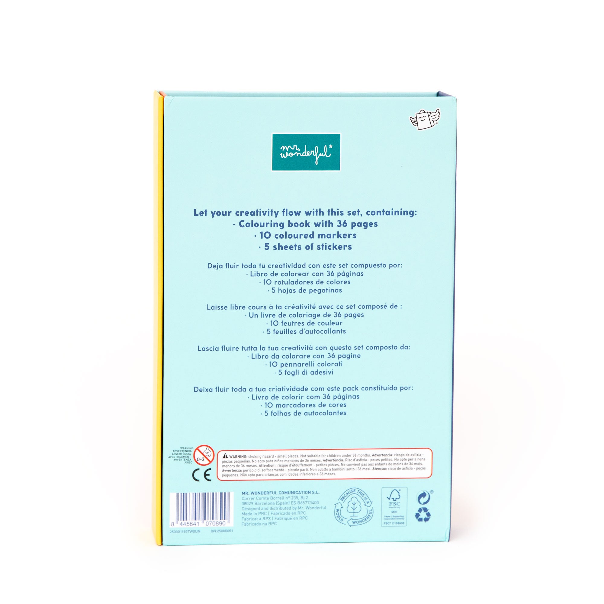 Libro para colorear + rotuladores de colores + pegatinas - Add some colour to life