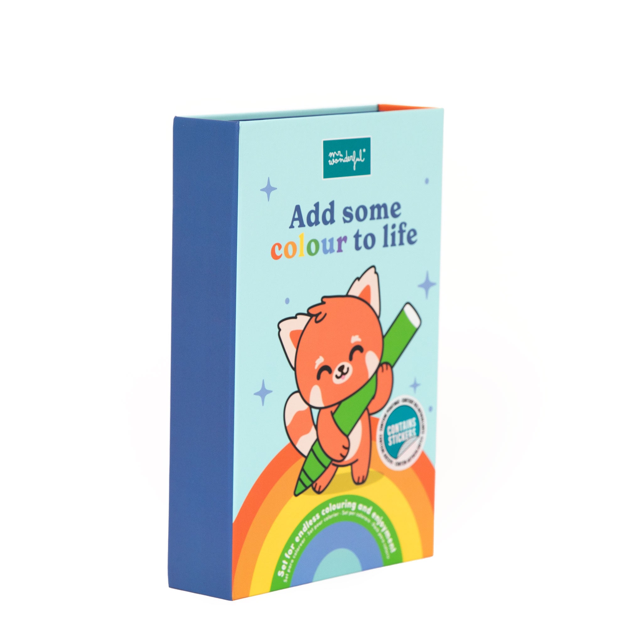 Libro para colorear + rotuladores de colores + pegatinas - Add some colour to life