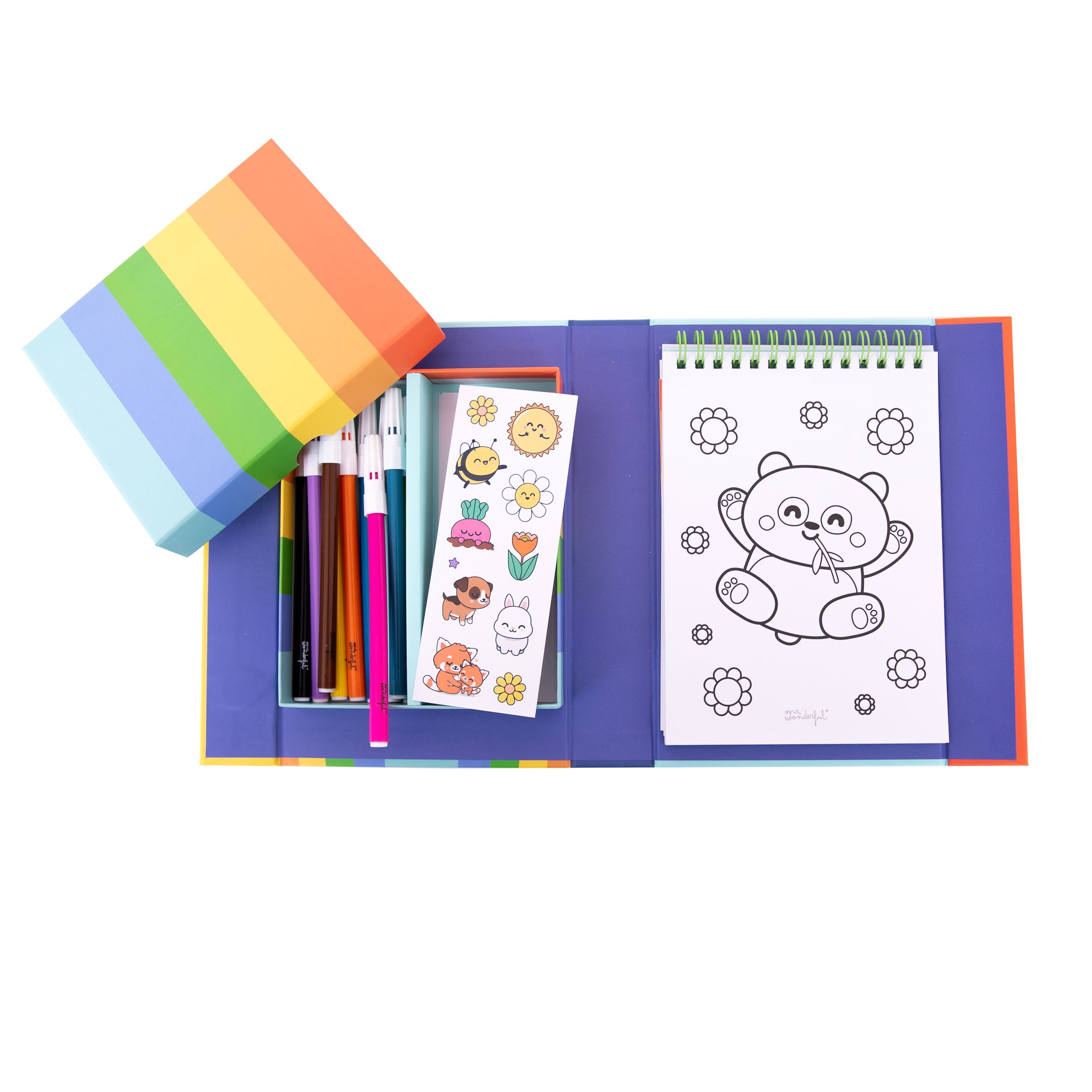 Libro para colorear + rotuladores de colores + pegatinas - Add some colour to life