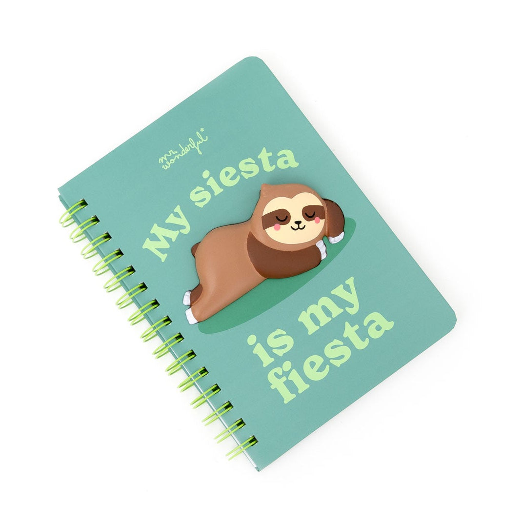Libreta A5 3D squishy perezoso - My siesta is my fiesta