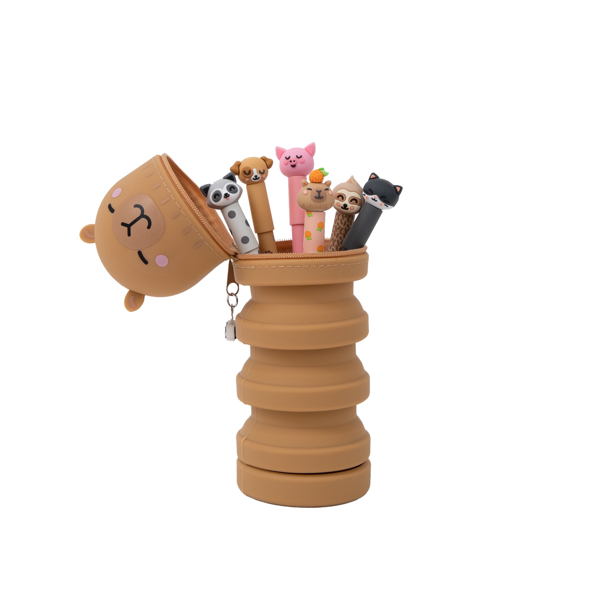 Set de 6 bolis borrables Bo-Bo + estuche de silicona Capibara