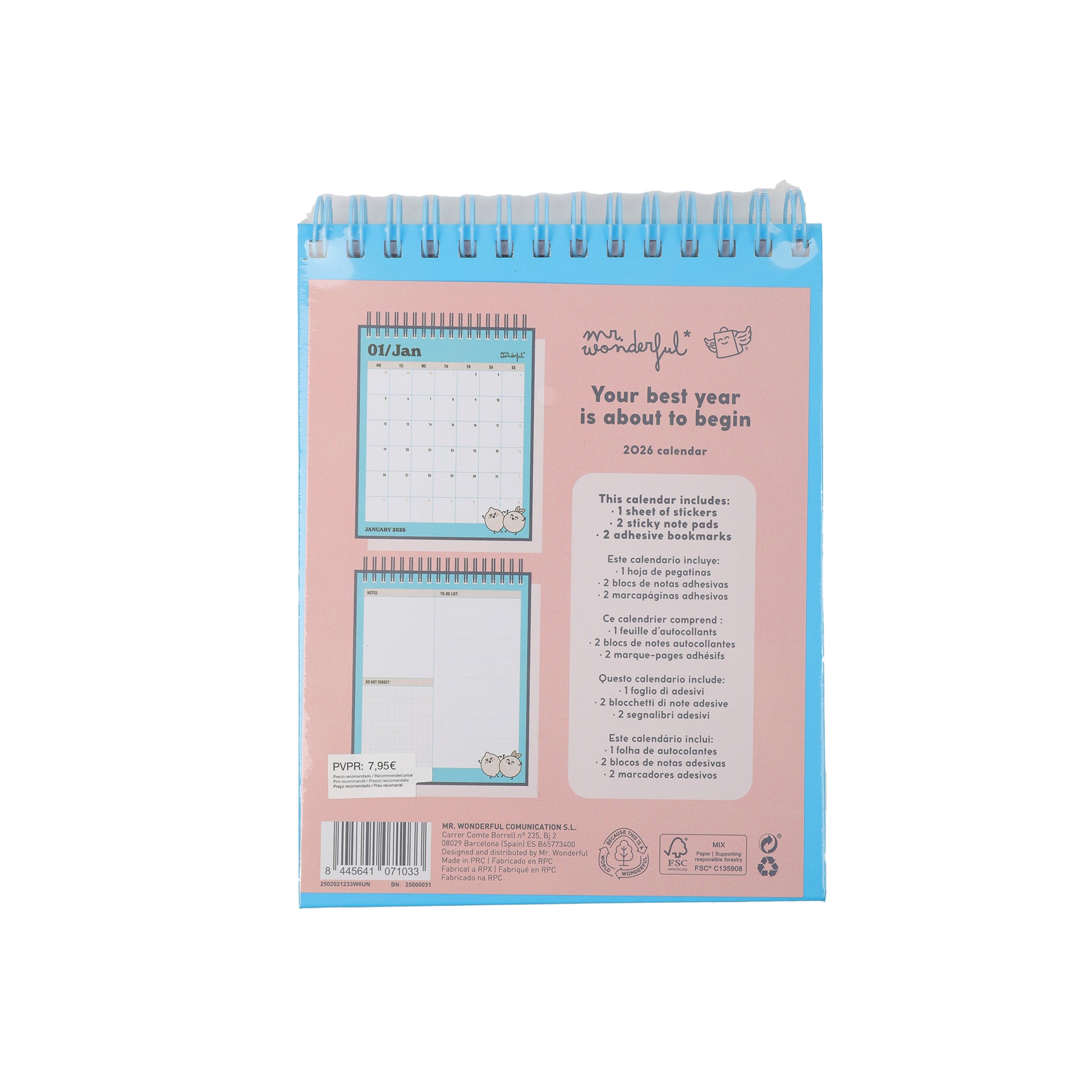Calendario 2026 Mr. Wonderful pequeño de escritorio en inglés