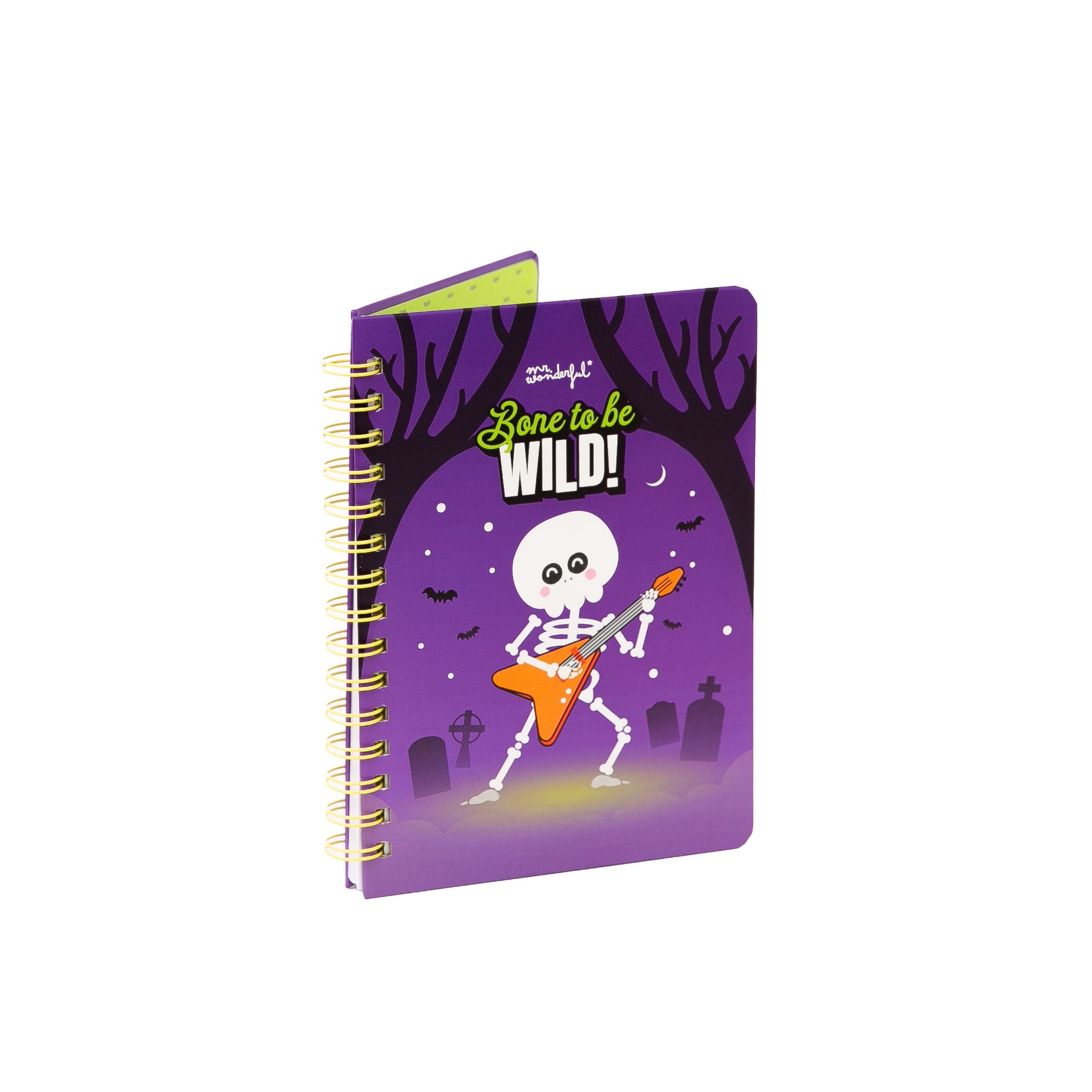 Fluorescent A5 notebook that glows in the dark - Bone to be wild!