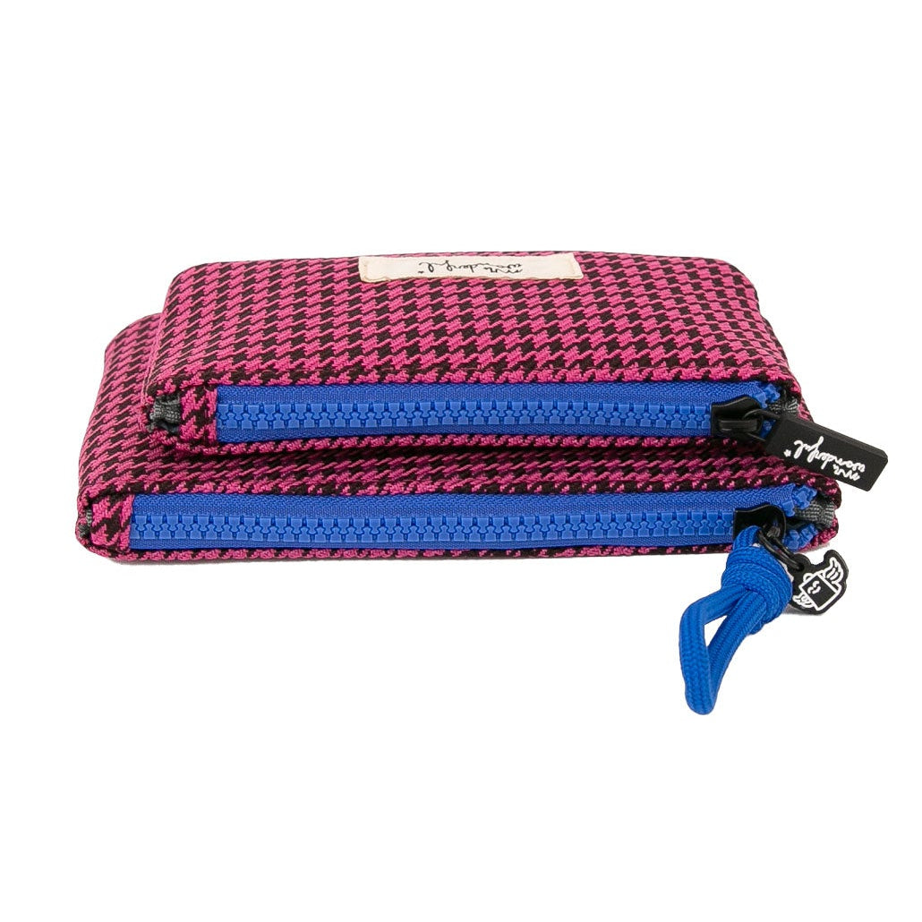 Monedero doble de tela cremallera azul