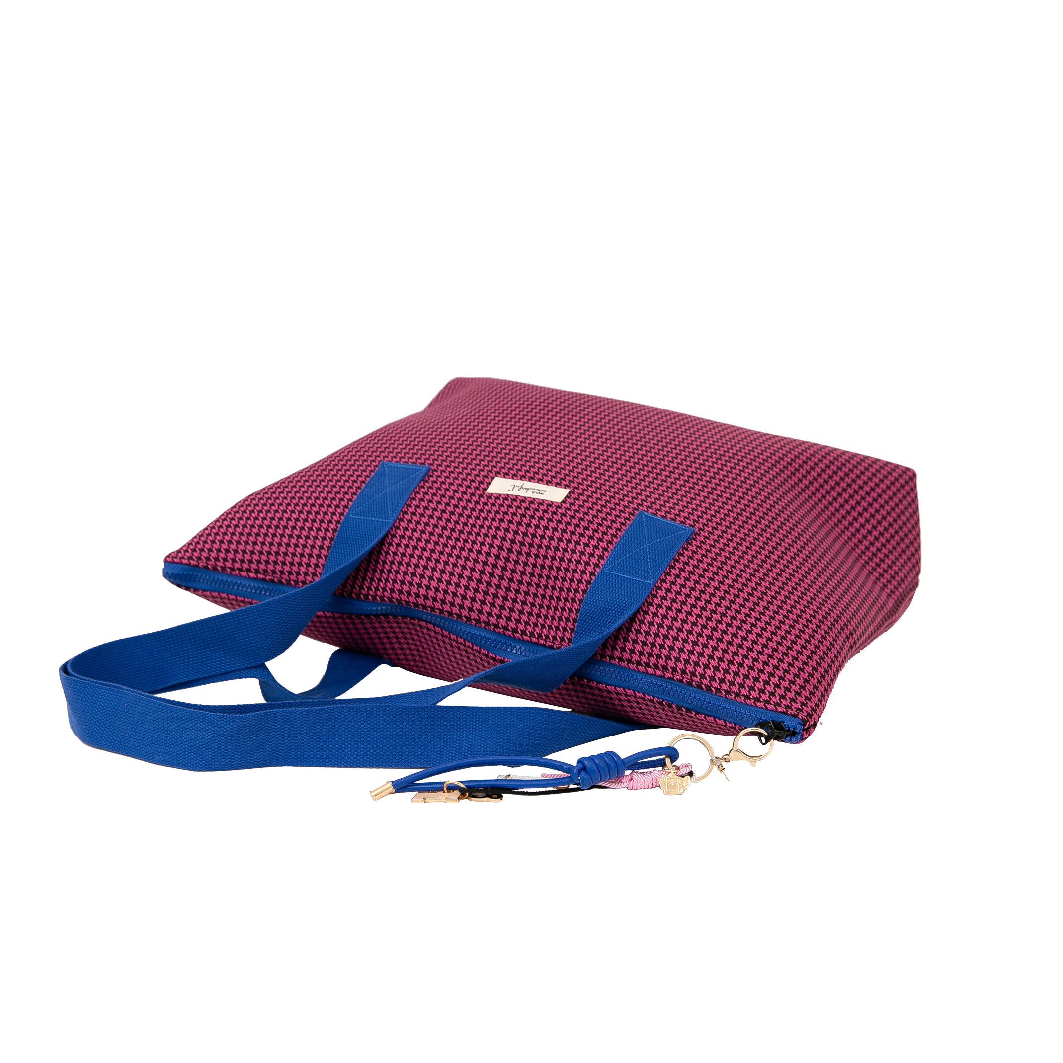 Bolso de tela con asas grande pata de gallo