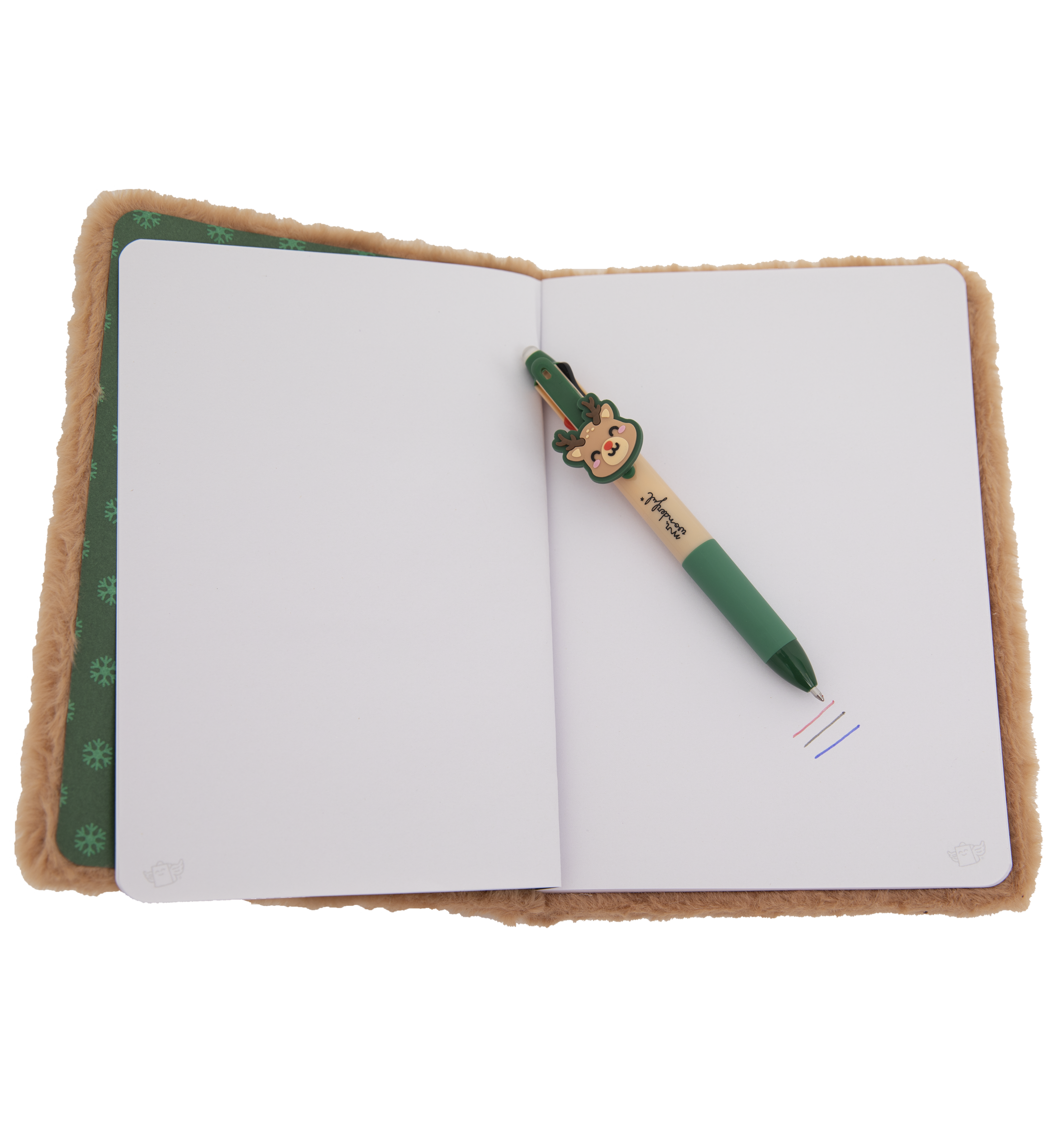 Set de libreta A5 de borreguito + boli multicolor - Reno