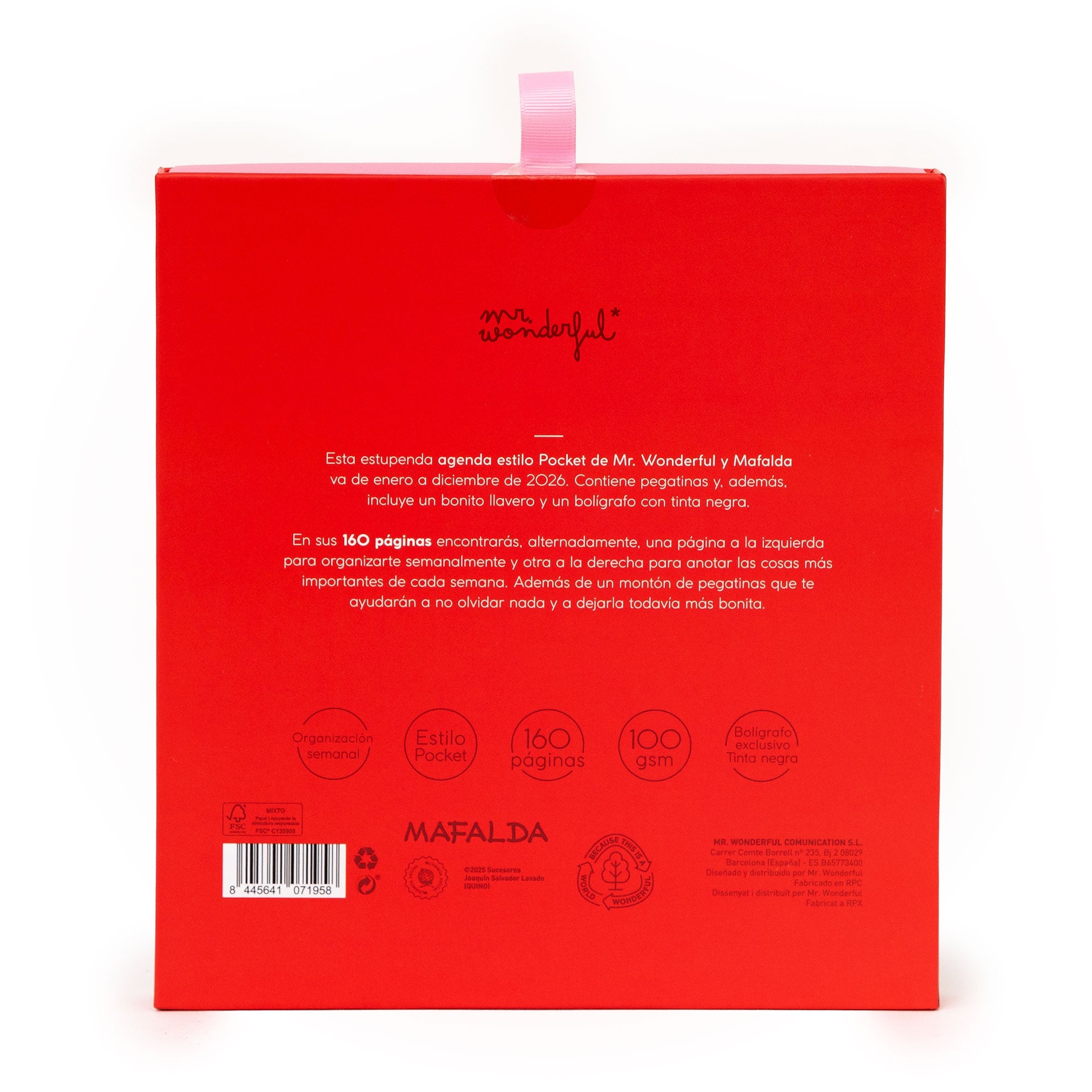 Set de Agenda Pocket A6 2026 Semanal + llavero con charms + boli - Mafalda