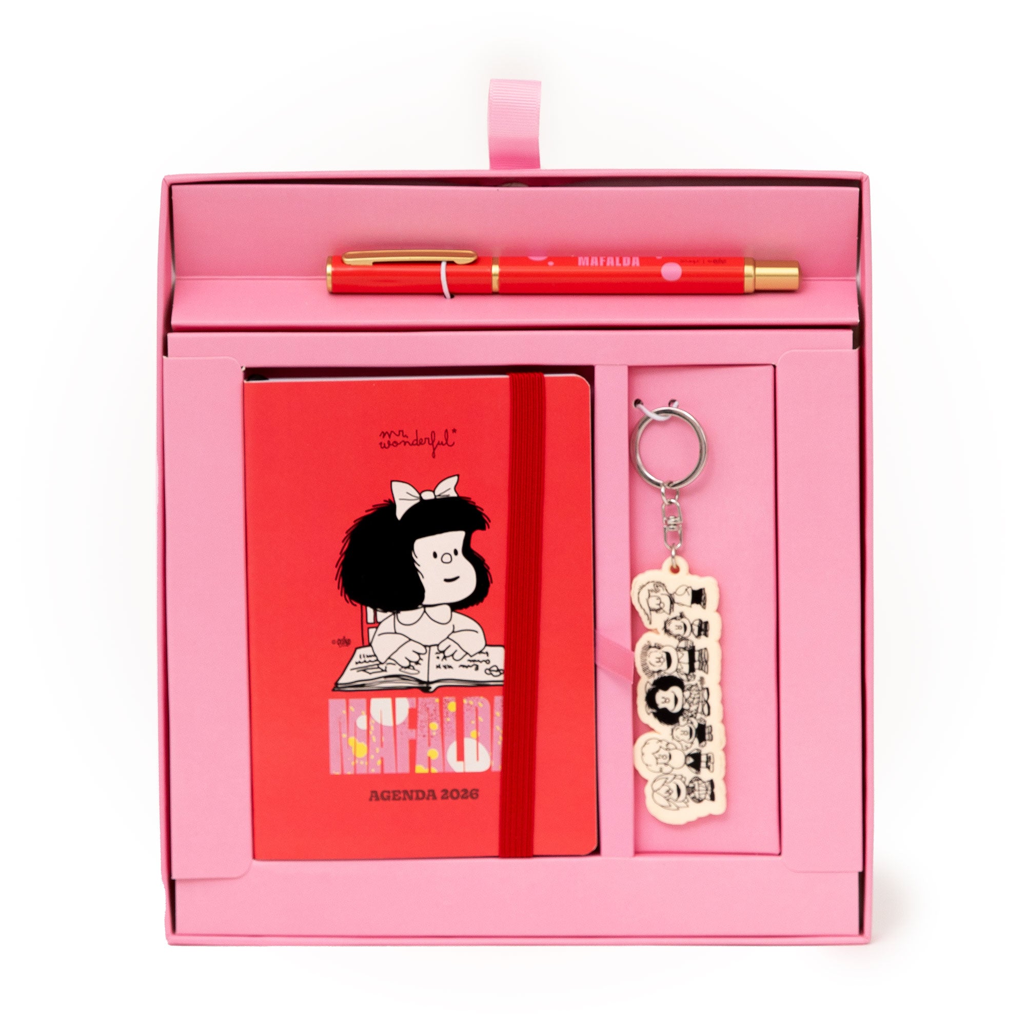 Set de Agenda Pocket A6 2026 Semanal + llavero con charms + boli - Mafalda