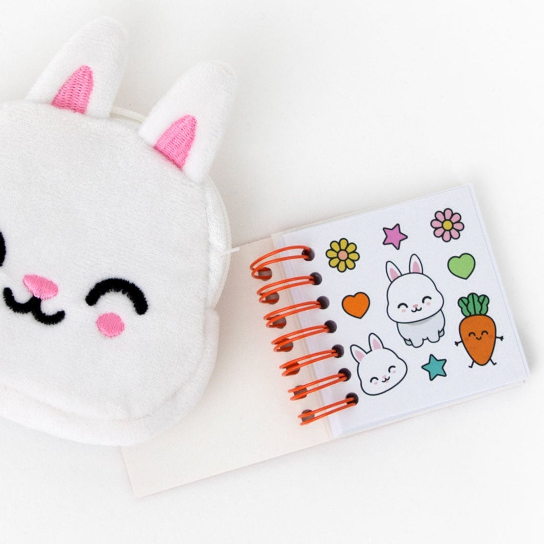 Portamonete con portachiavi e mini quaderno - Coniglio