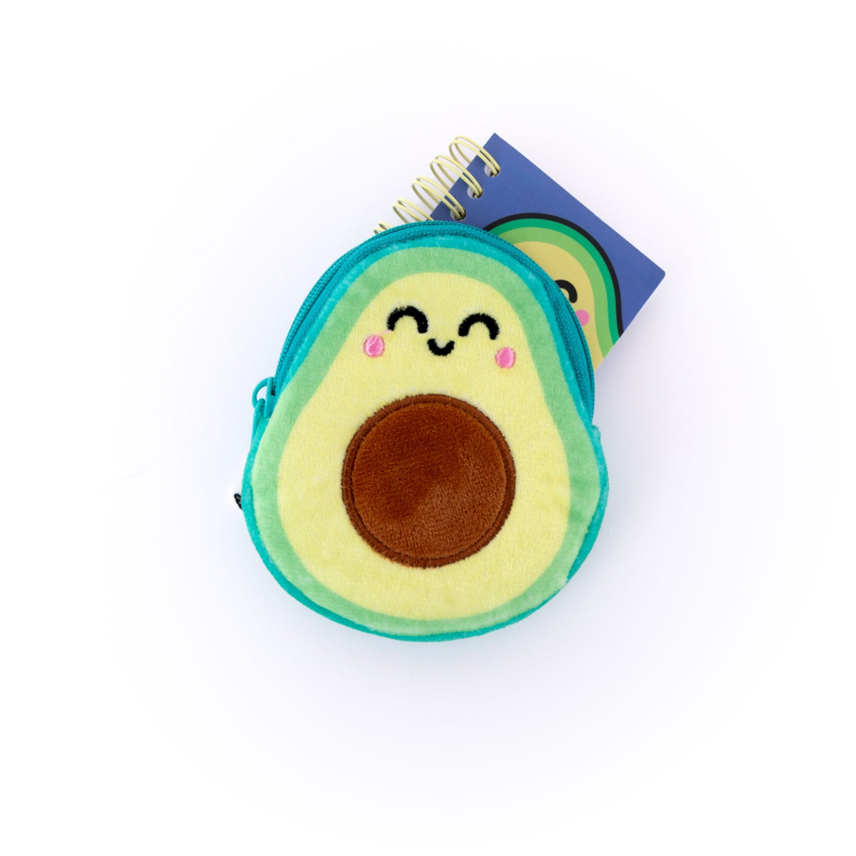Purse with keyring, mini notebook and sticker sheet - Avocado