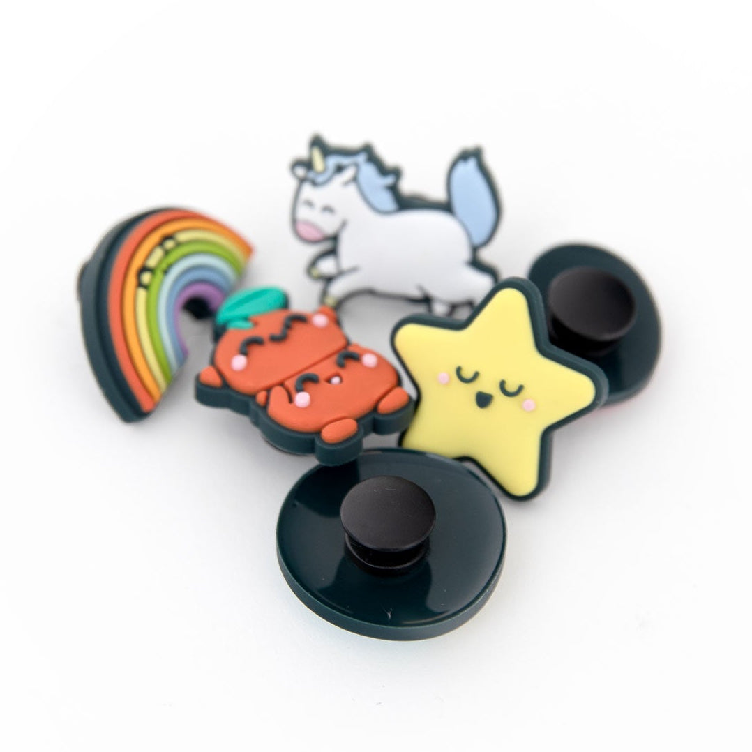 Charms - Arcoíris, unicornio, corazón, estrella, rosquilla y cerezas