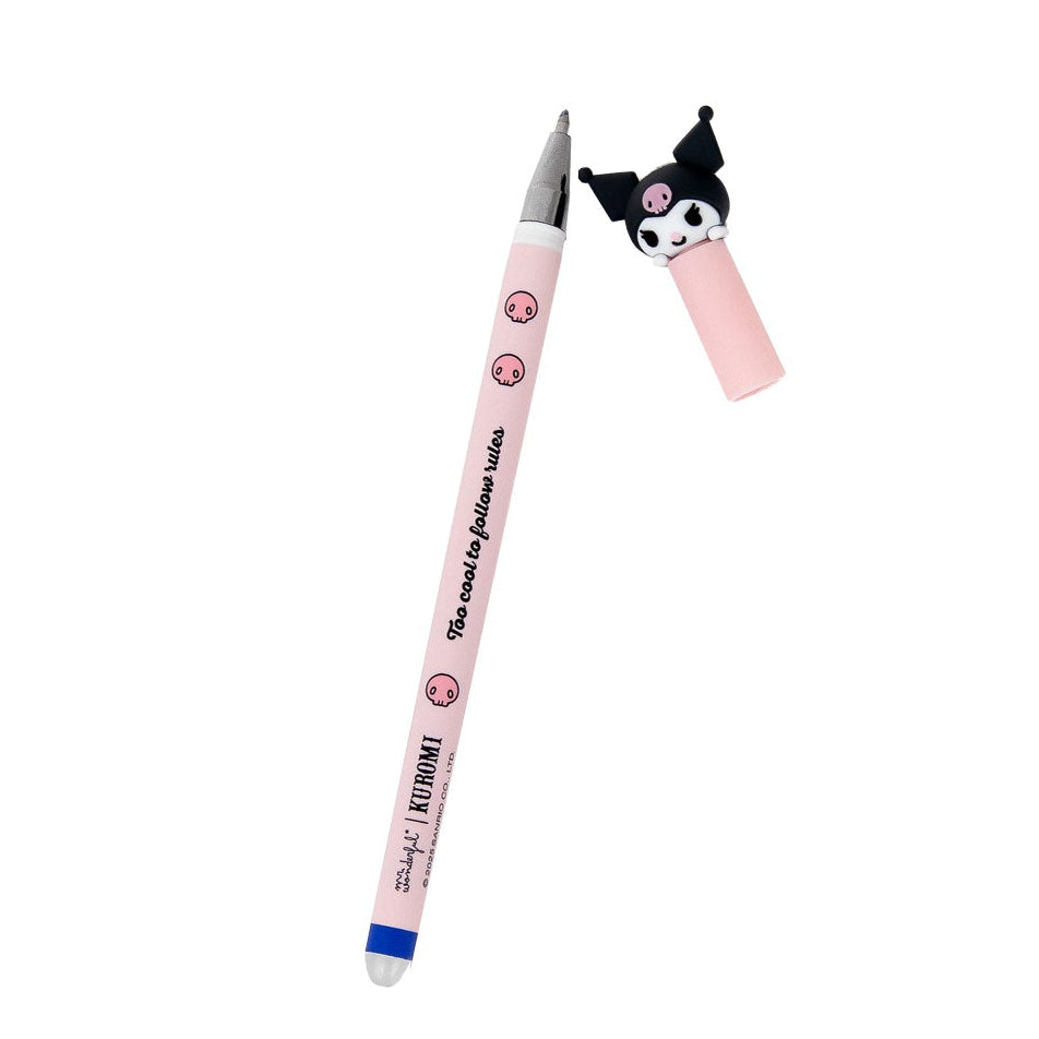 Bolígrafo borrable Bo-Bo Mr. Wonderful Kuromi rosa con mensaje Too cool to follow rules