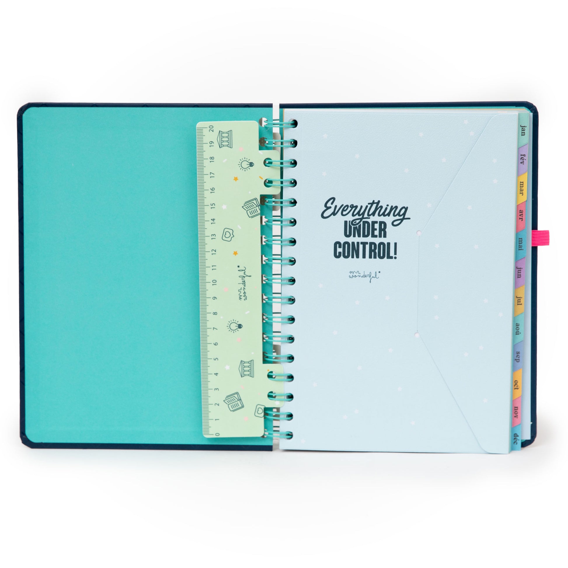 Agenda 2026 avec organisation semainier de Mr. Wonderful avec des autocollants et des notes adhésives