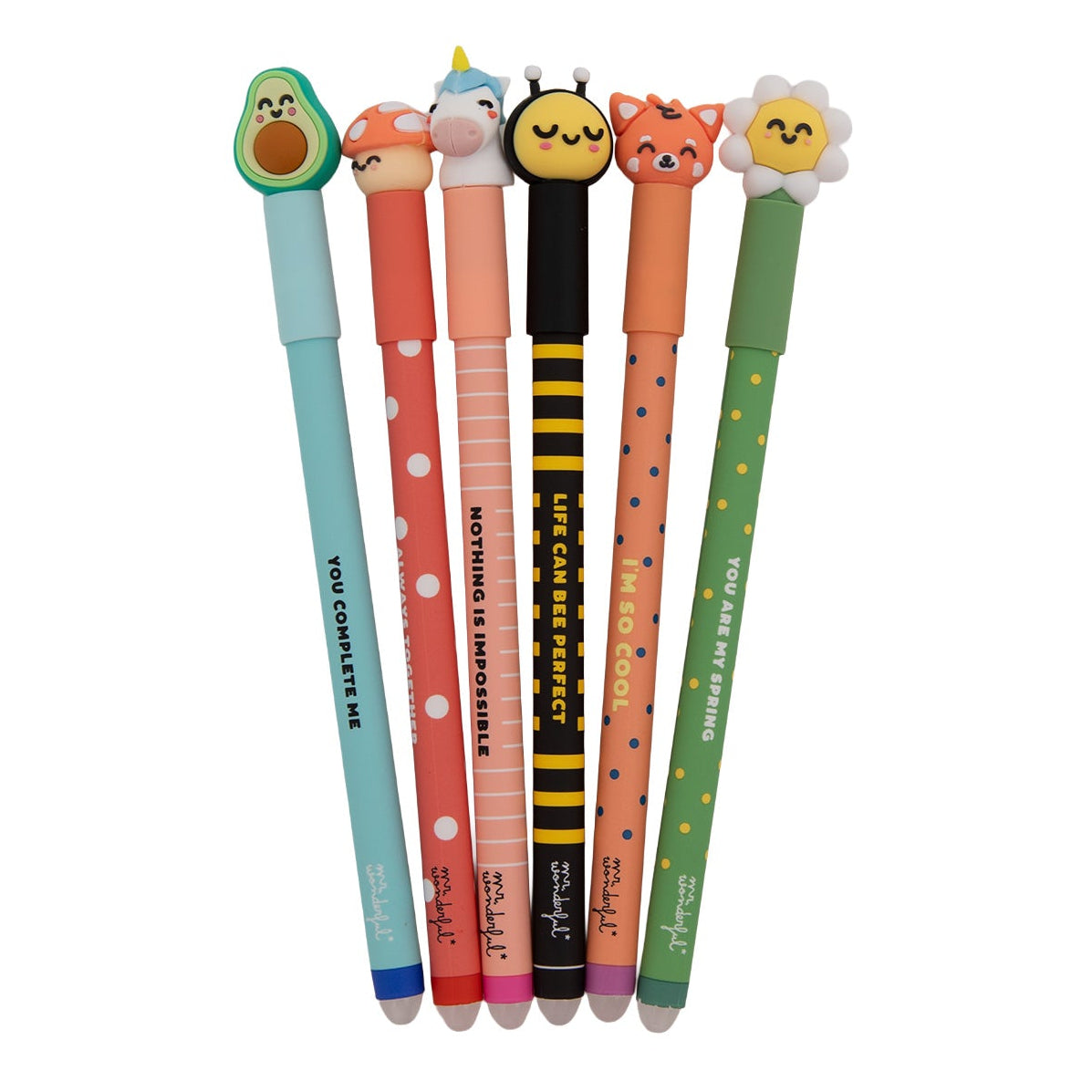 Bolis borrables Bo-Bo Mr. Wonderful clásicos - Aguacate, seta, unicornio, abeja, panda rojo, margarita