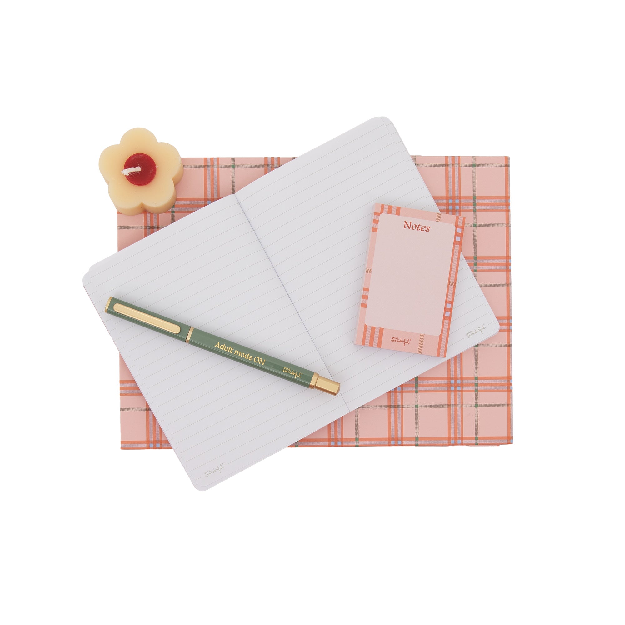 Kit de libreta A6 + boli + bloc de notas + vela perfumada - C'est la vie