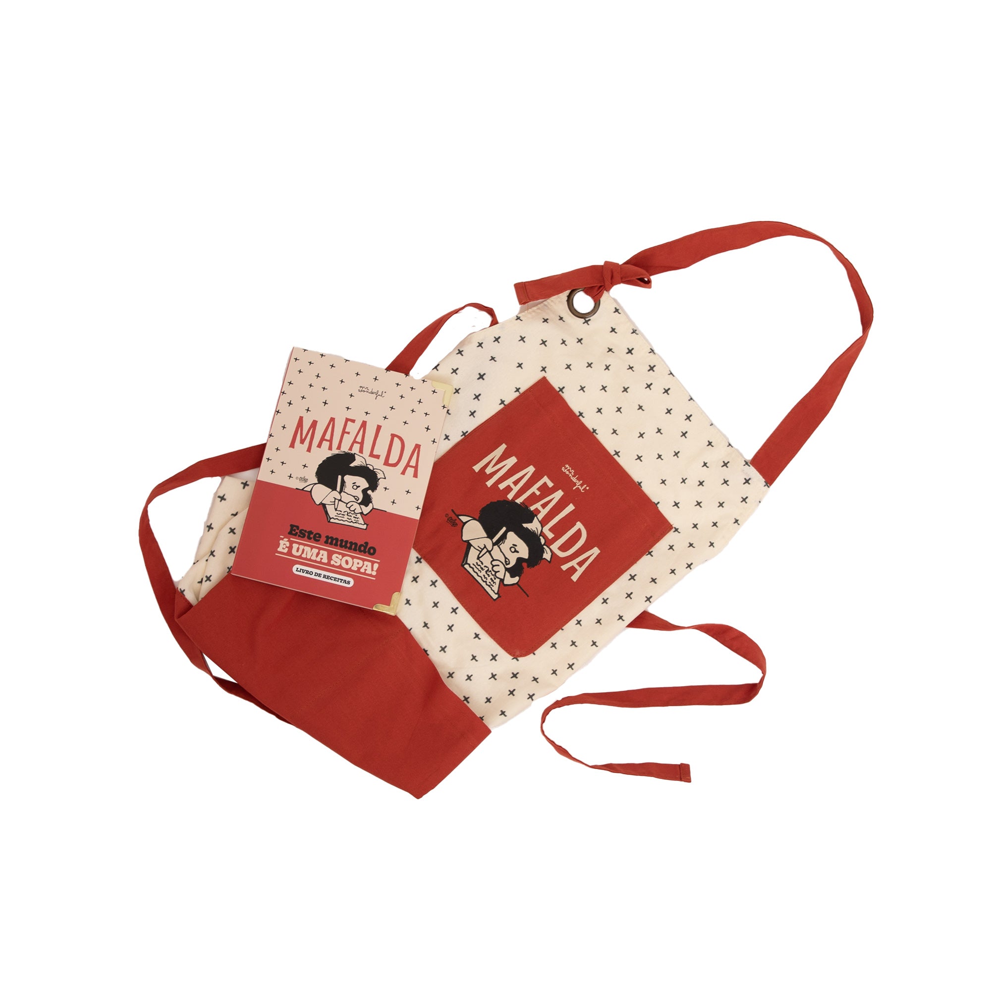 Conjunto de avental + livro de receitas Mafalda - Este mundo é uma sopa!
