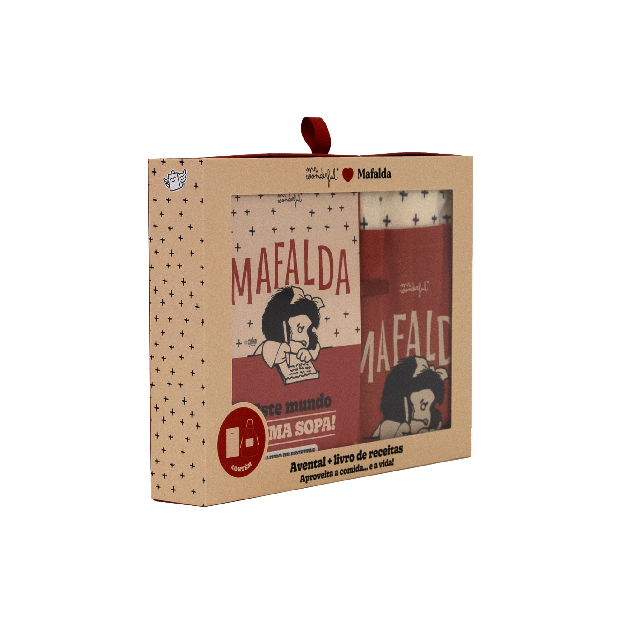 Conjunto de avental + livro de receitas Mafalda - Este mundo é uma sopa!