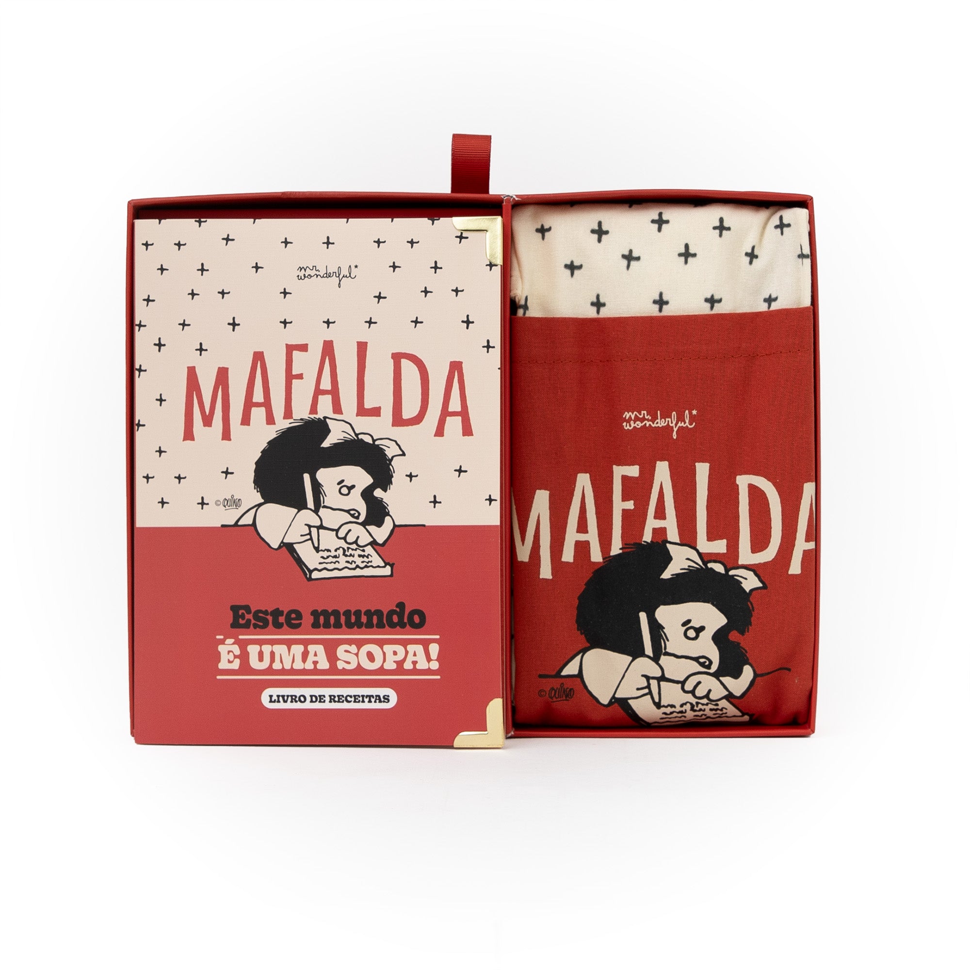 Conjunto de avental + livro de receitas Mafalda - Este mundo é uma sopa!