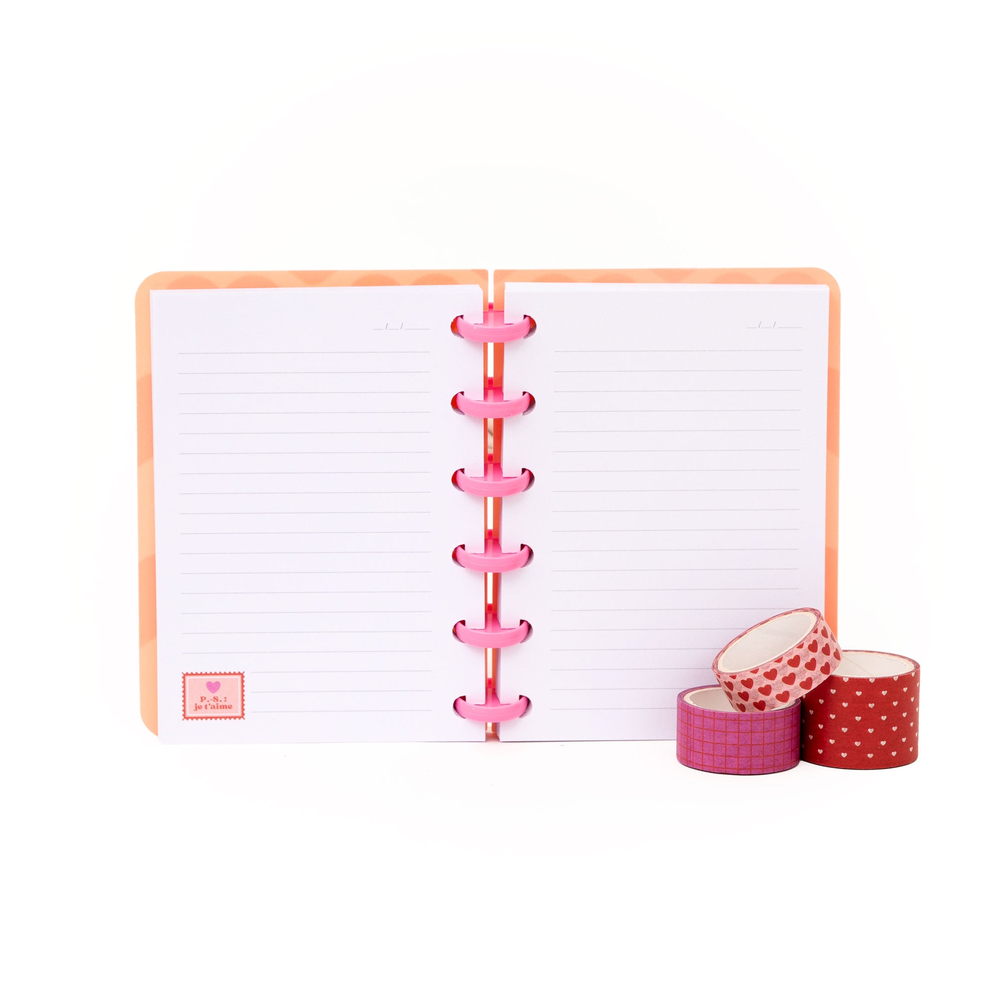 Set de cahier A6 pour laisser des mots d’amour + 3 washi tapes - P.-S. : Je t’aime