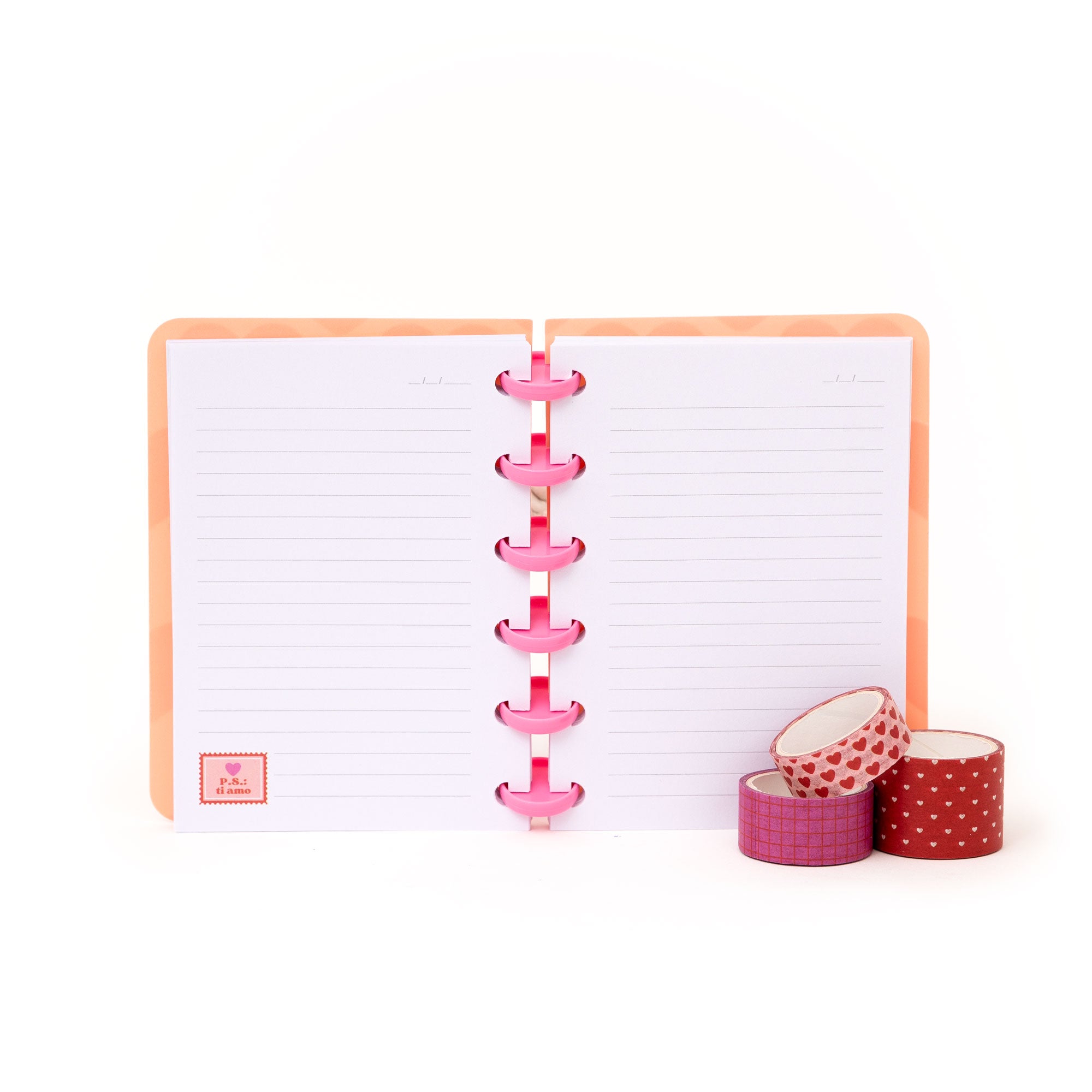 Set di quaderno A6 per lasciare messaggi d’amore + 3 washi tape - P.S.: Ti amo