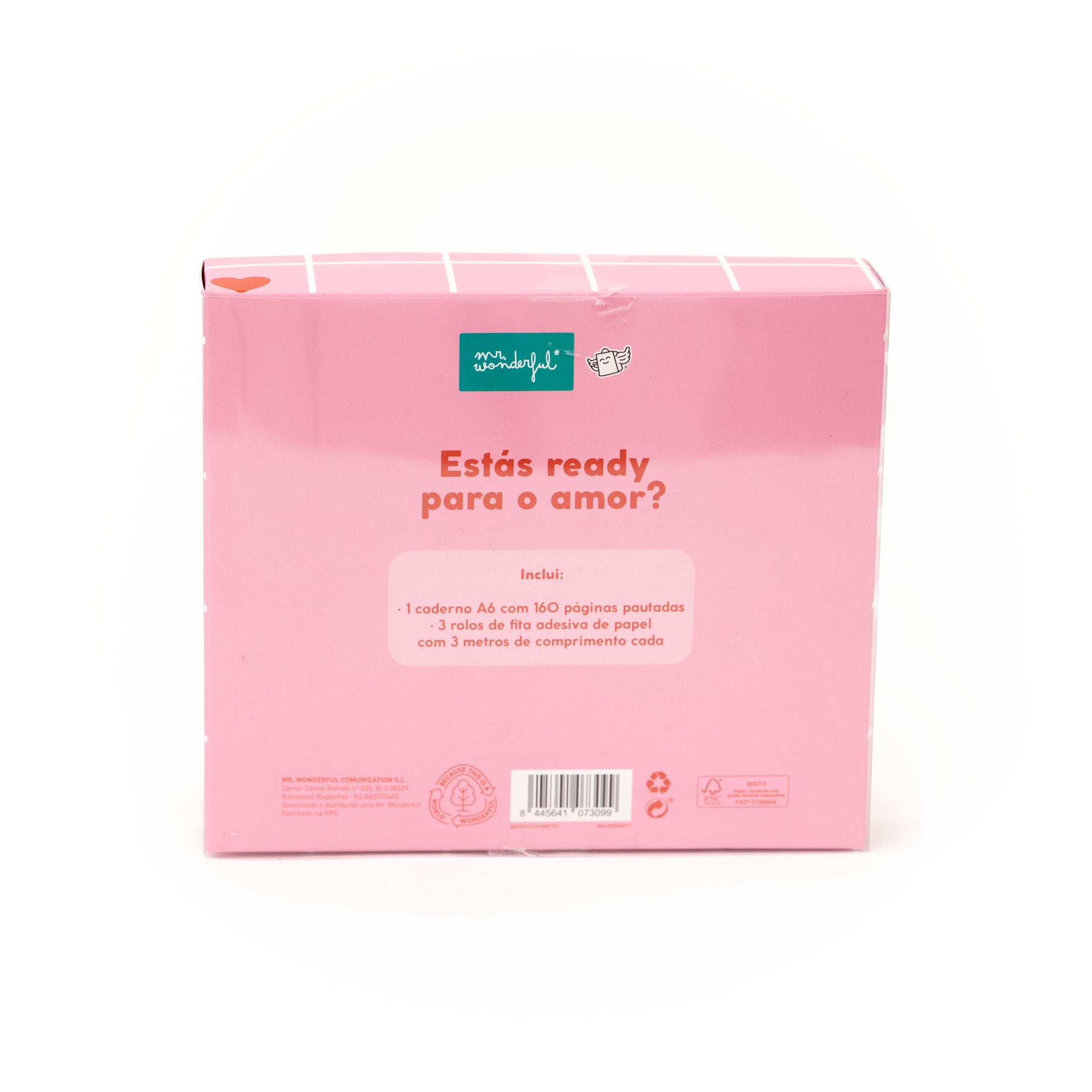 Conjunto de caderno A6 para deixar mensagens de amor + 3 washi tapes - P.S.: Amo-te