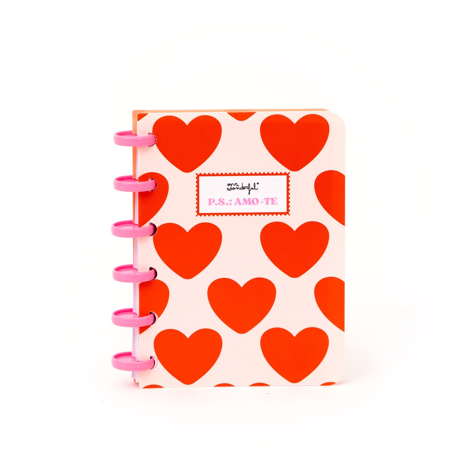 Conjunto de caderno A6 para deixar mensagens de amor + 3 washi tapes - P.S.: Amo-te