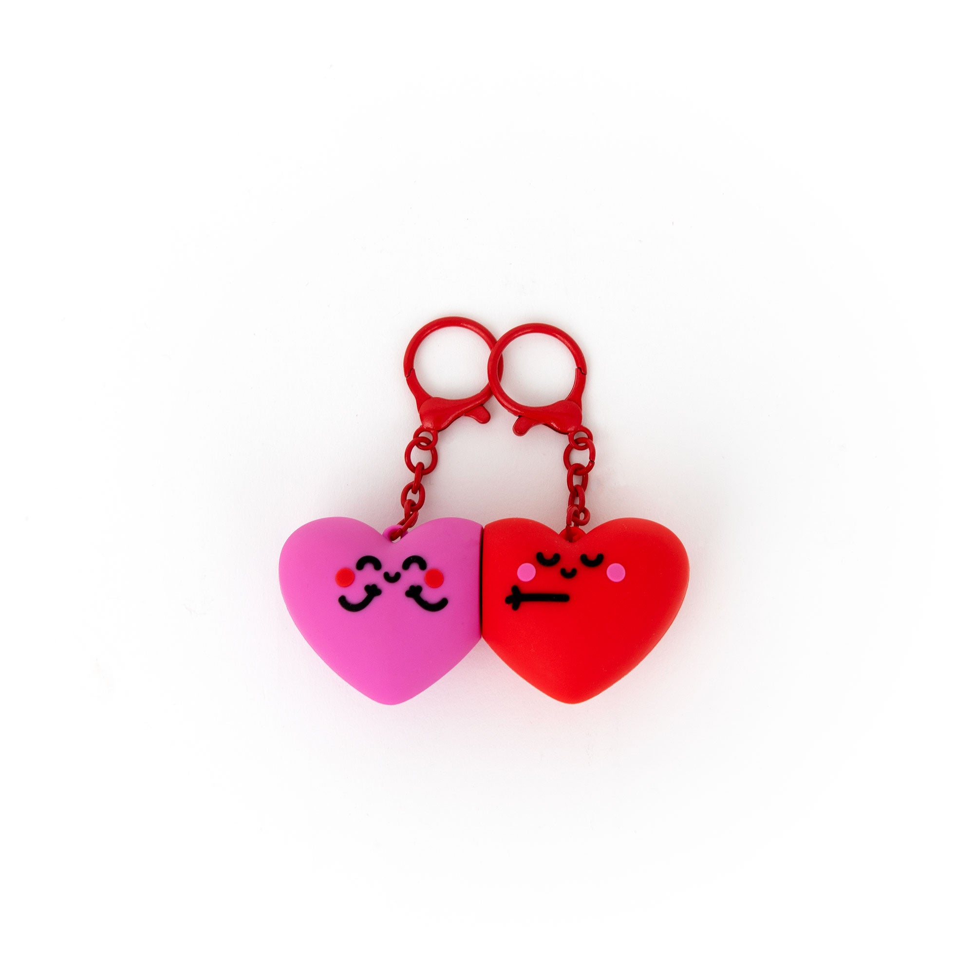Set de 2 llaveros - Corazones fucsia y rojo